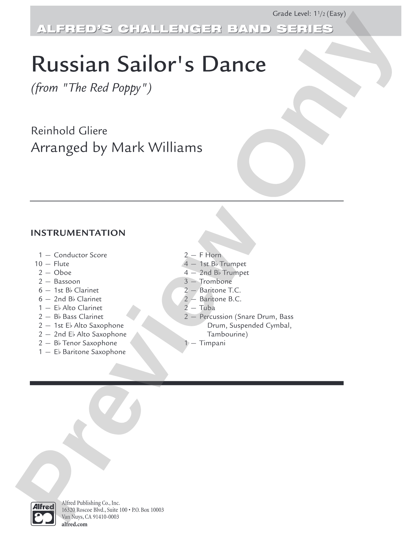 Russian Sailor's Dance (from "The Red Poppy"): Concert Band Conductor Score & Parts