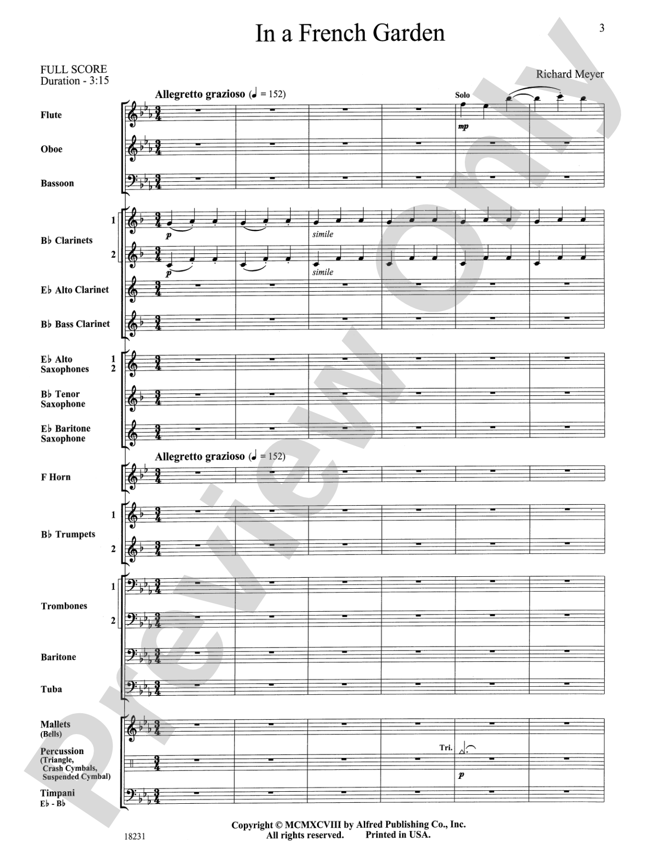 In a French Garden: Concert Band Conductor Score & Parts