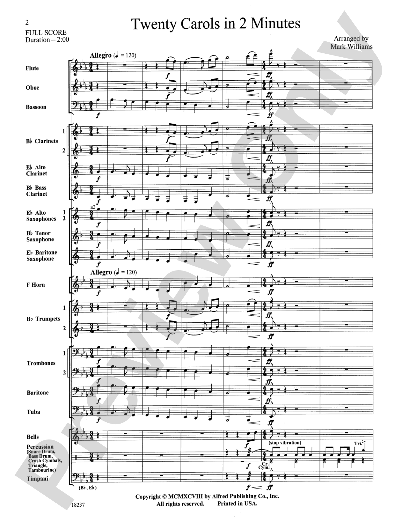 Twenty Carols in 2 Minutes: Concert Band Conductor Score & Parts