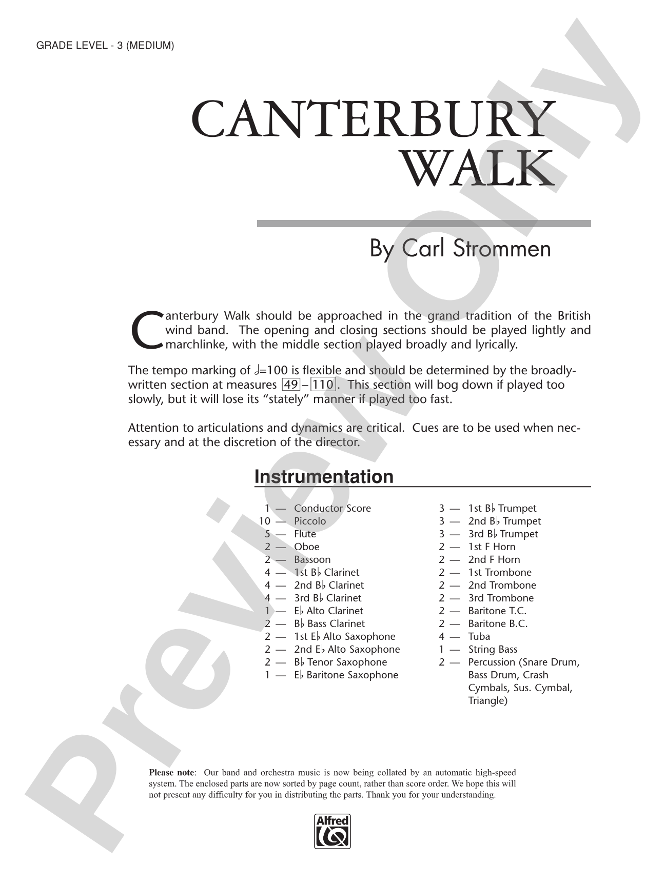 Canterbury Walk: Concert Band Conductor Score & Parts
