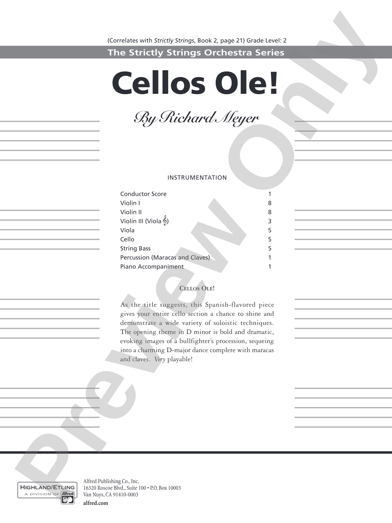 Cellos Ole!: String Orchestra Conductor Score & Parts
