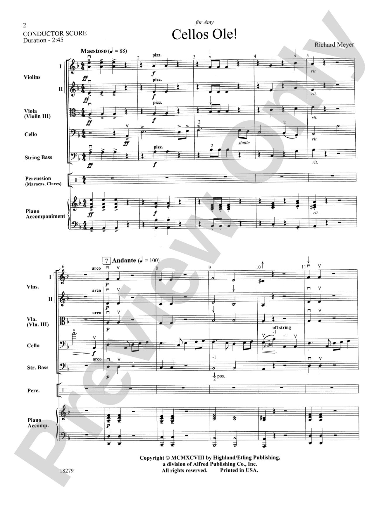 Cellos Ole!: String Orchestra Conductor Score & Parts