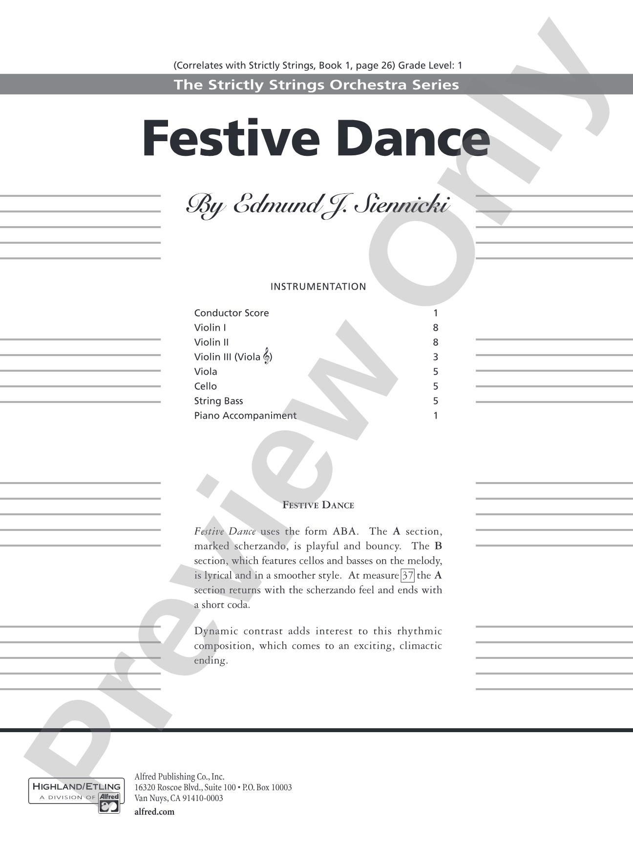Festive Dance: String Orchestra Conductor Score & Parts