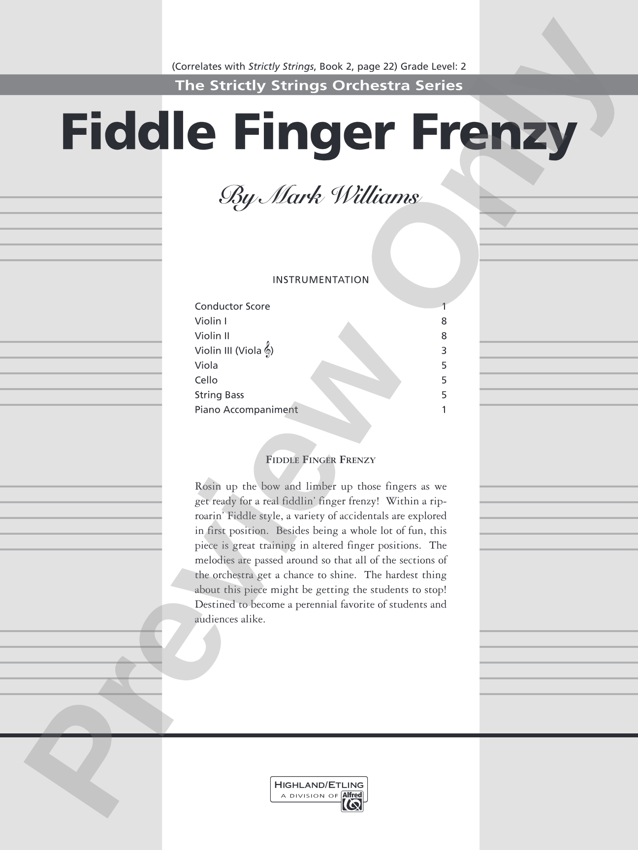Fiddle Finger Frenzy: String Orchestra Conductor Score & Parts
