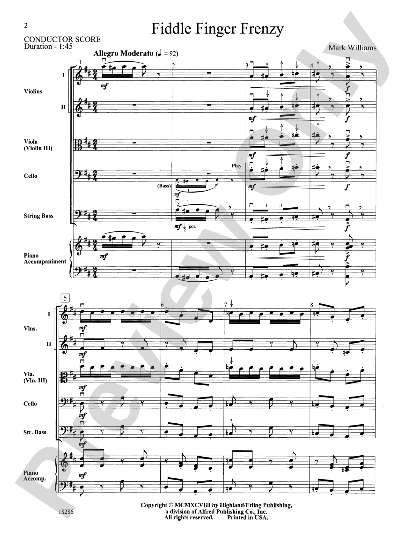 Fiddle Finger Frenzy: String Orchestra Conductor Score & Parts