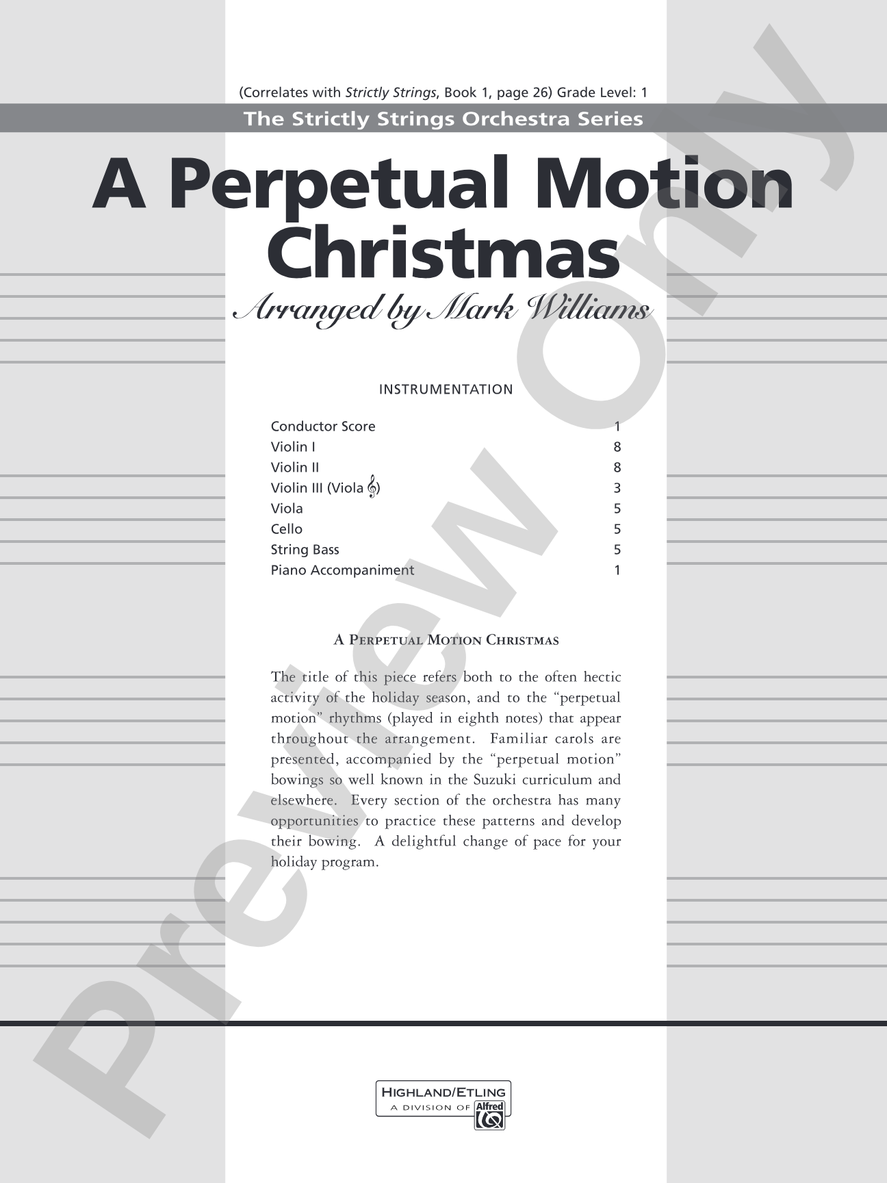 A Perpetual Motion Christmas: String Orchestra Conductor Score & Parts