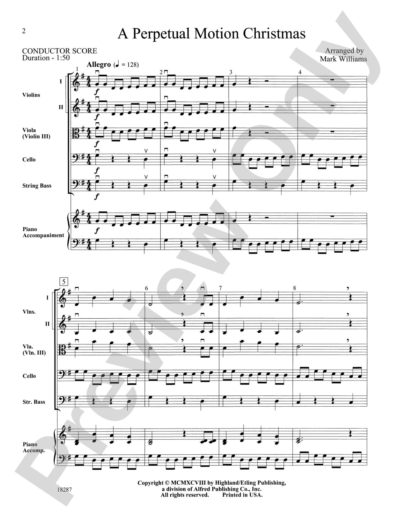 A Perpetual Motion Christmas: String Orchestra Conductor Score & Parts