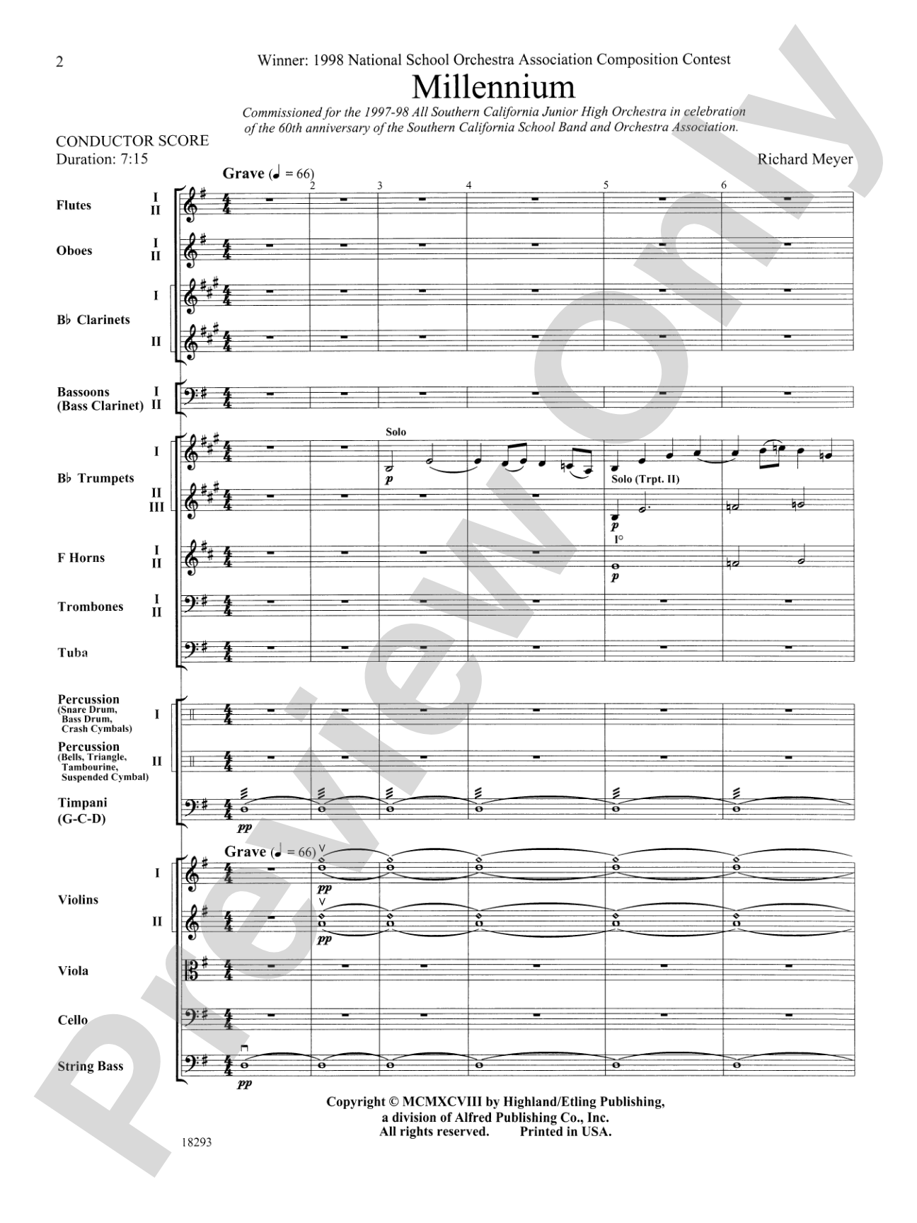 Millennium: Full Orchestra Conductor Score & Parts