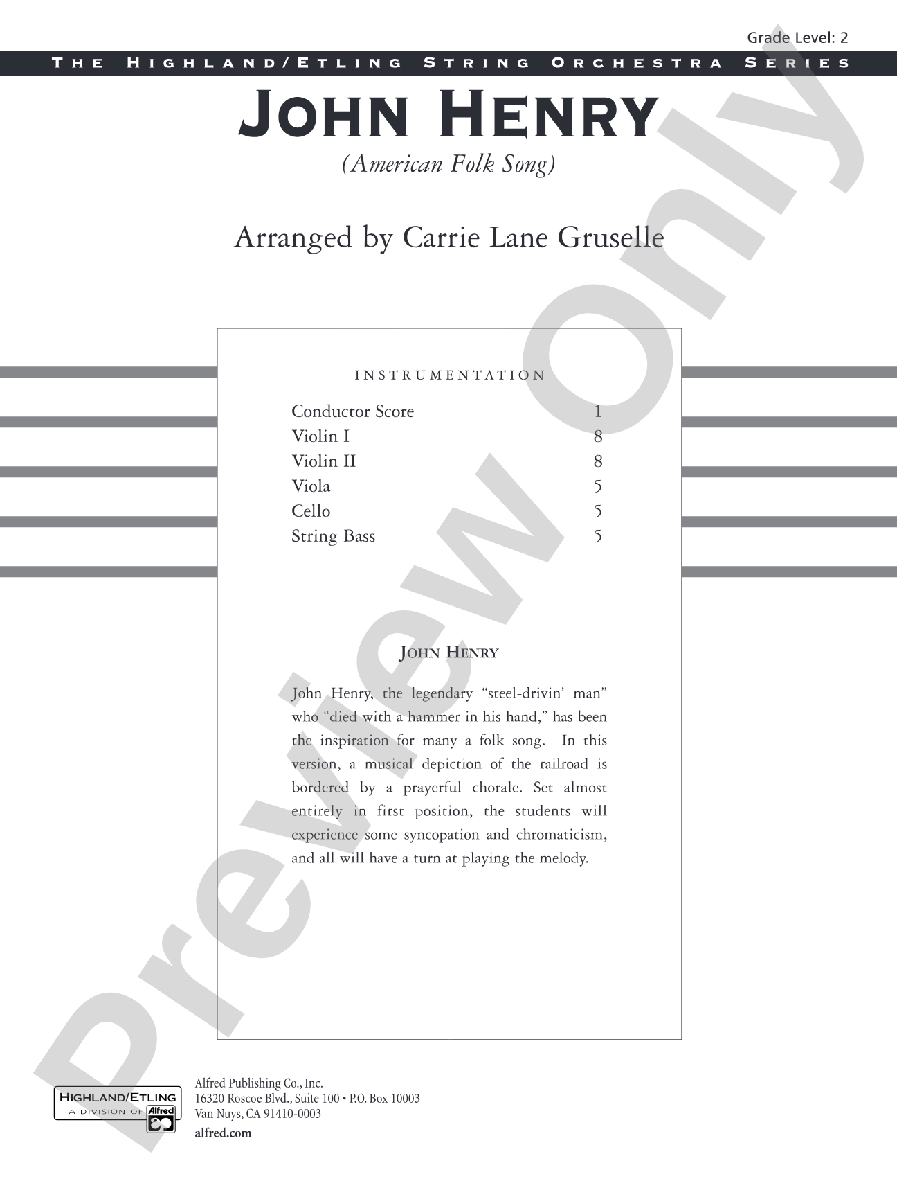 John Henry: String Orchestra Conductor Score & Parts