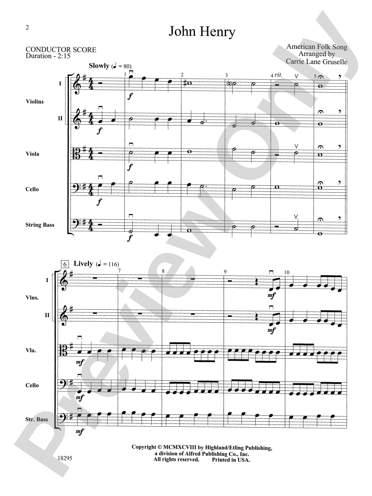 John Henry: String Orchestra Conductor Score & Parts