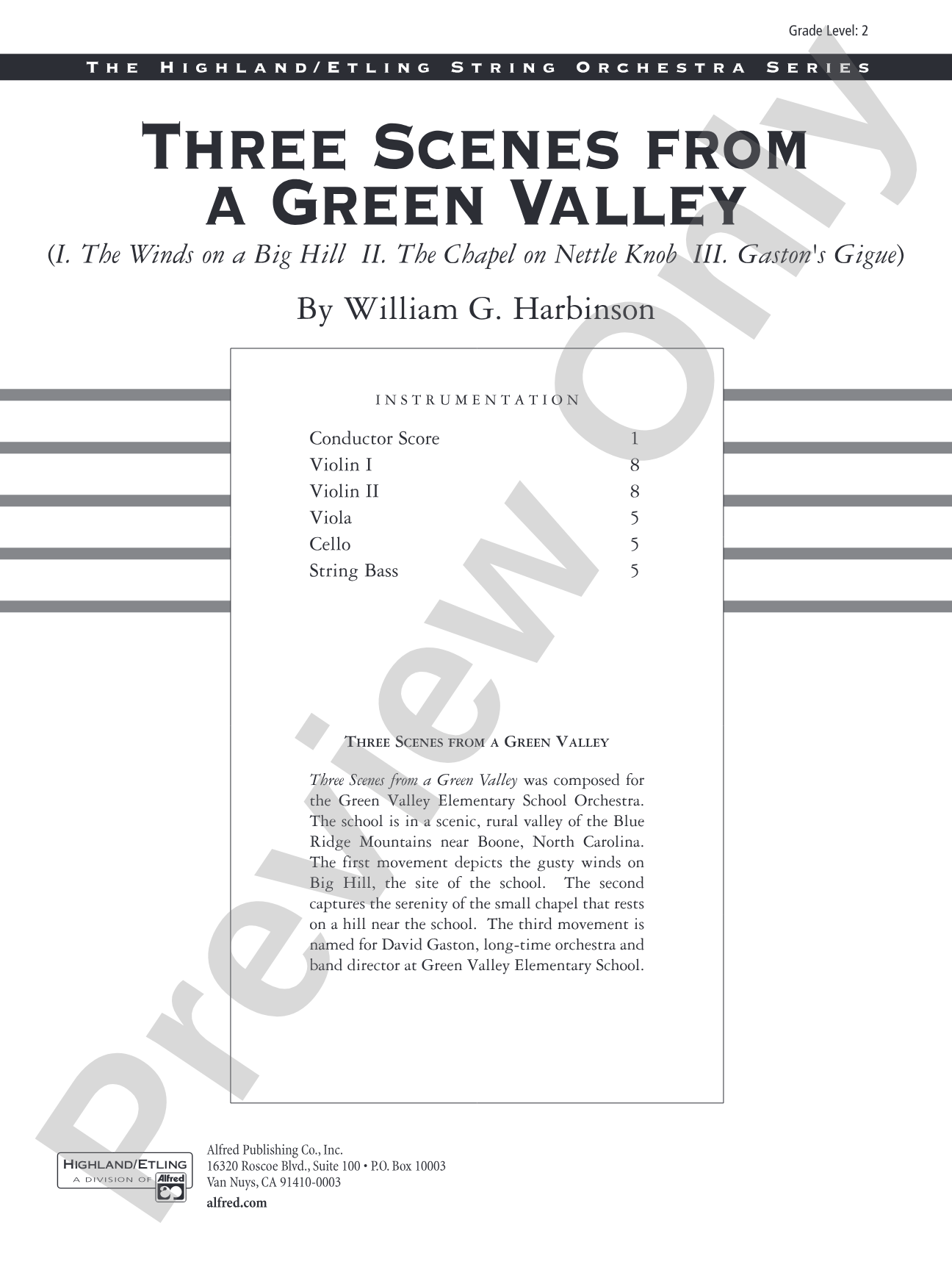 Three Scenes from a Green Valley: String Orchestra Conductor Score & Parts