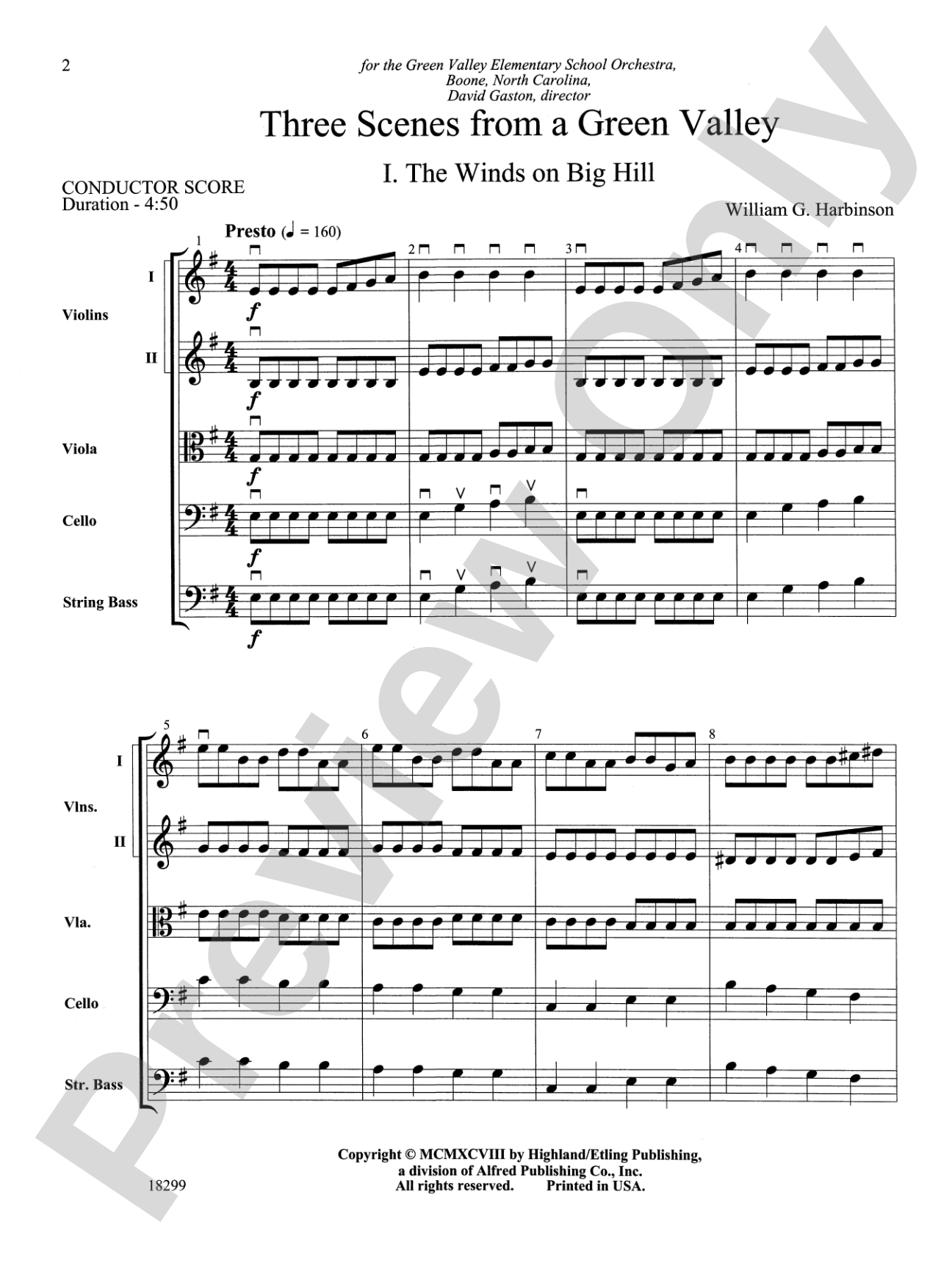 Three Scenes from a Green Valley: String Orchestra Conductor Score & Parts