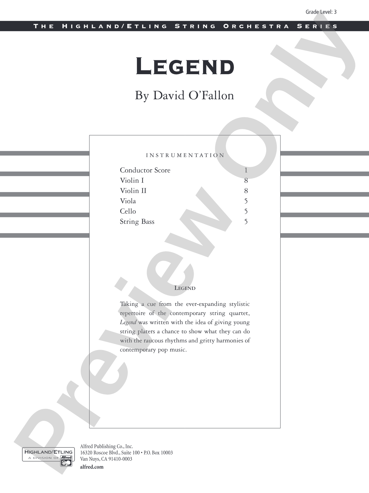 Legend: String Orchestra Conductor Score & Parts