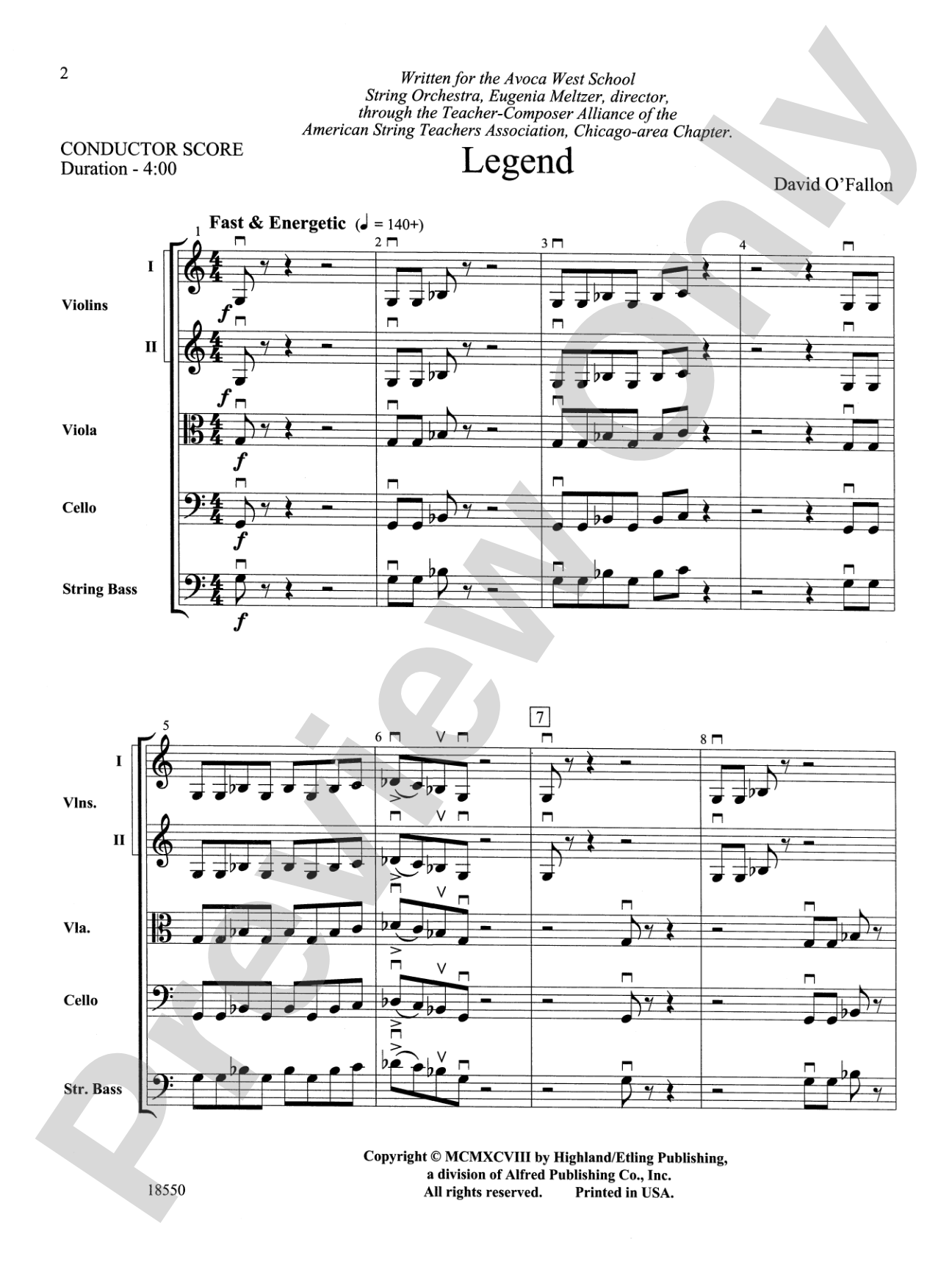 Legend: String Orchestra Conductor Score & Parts