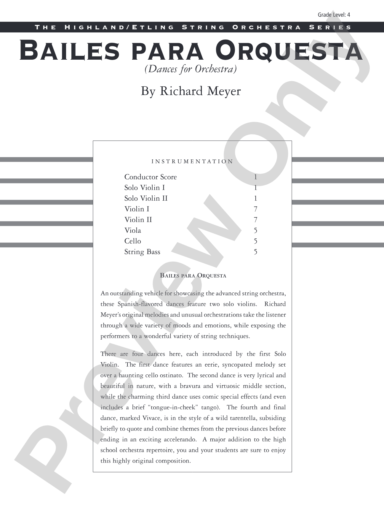 Bailes para Orquesta (For Two Solo Violins and String Orchestra): String Orchestra Conductor Score & Parts