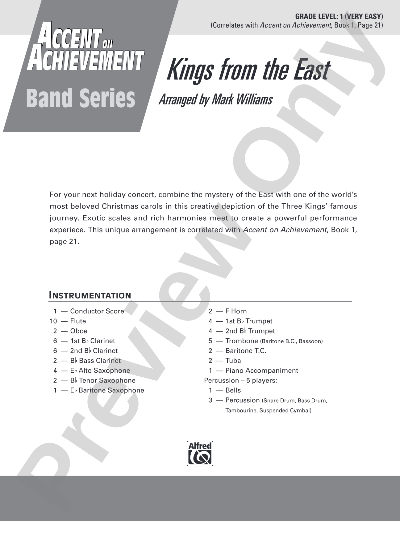 Kings from the East: Concert Band Conductor Score & Parts