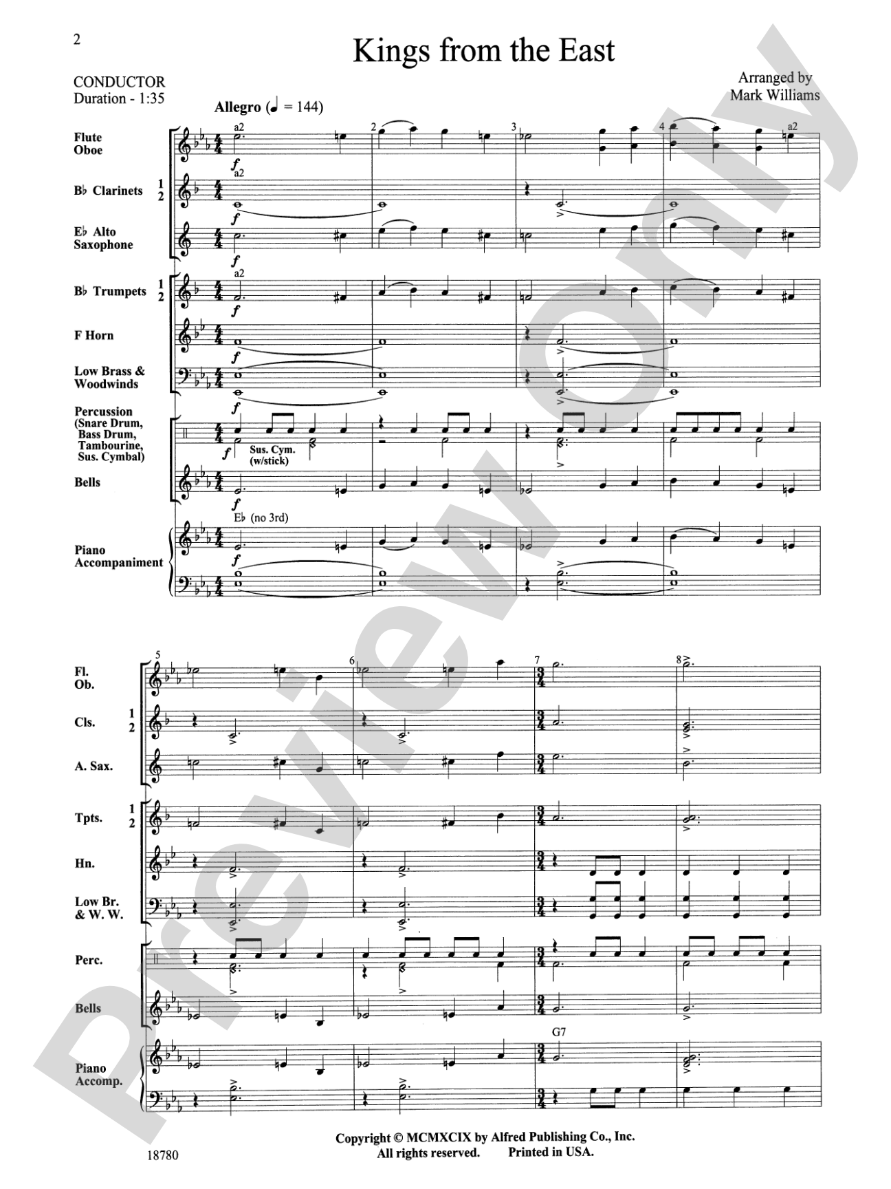 Kings from the East: Concert Band Conductor Score & Parts