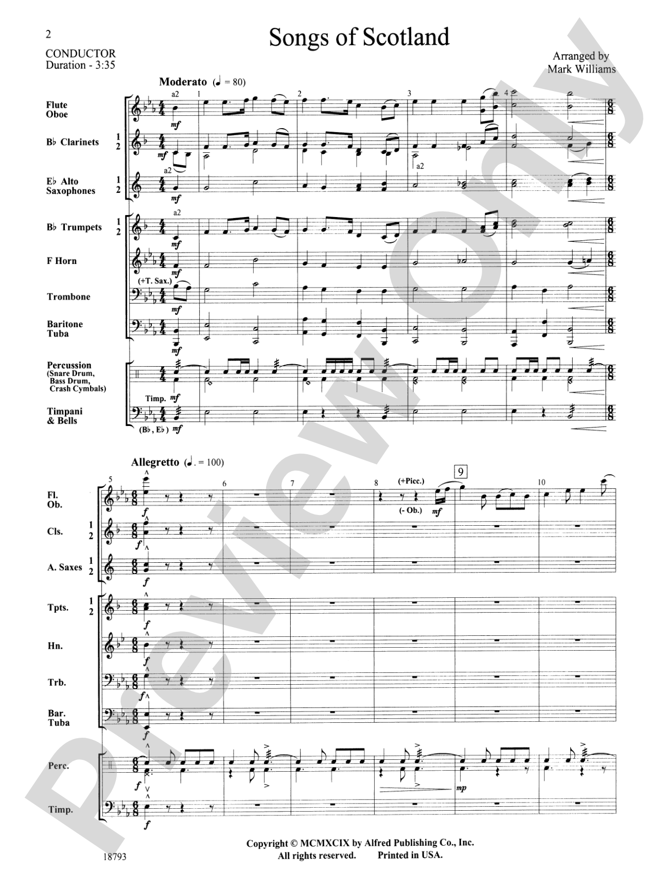 Songs of Scotland: Concert Band Conductor Score & Parts