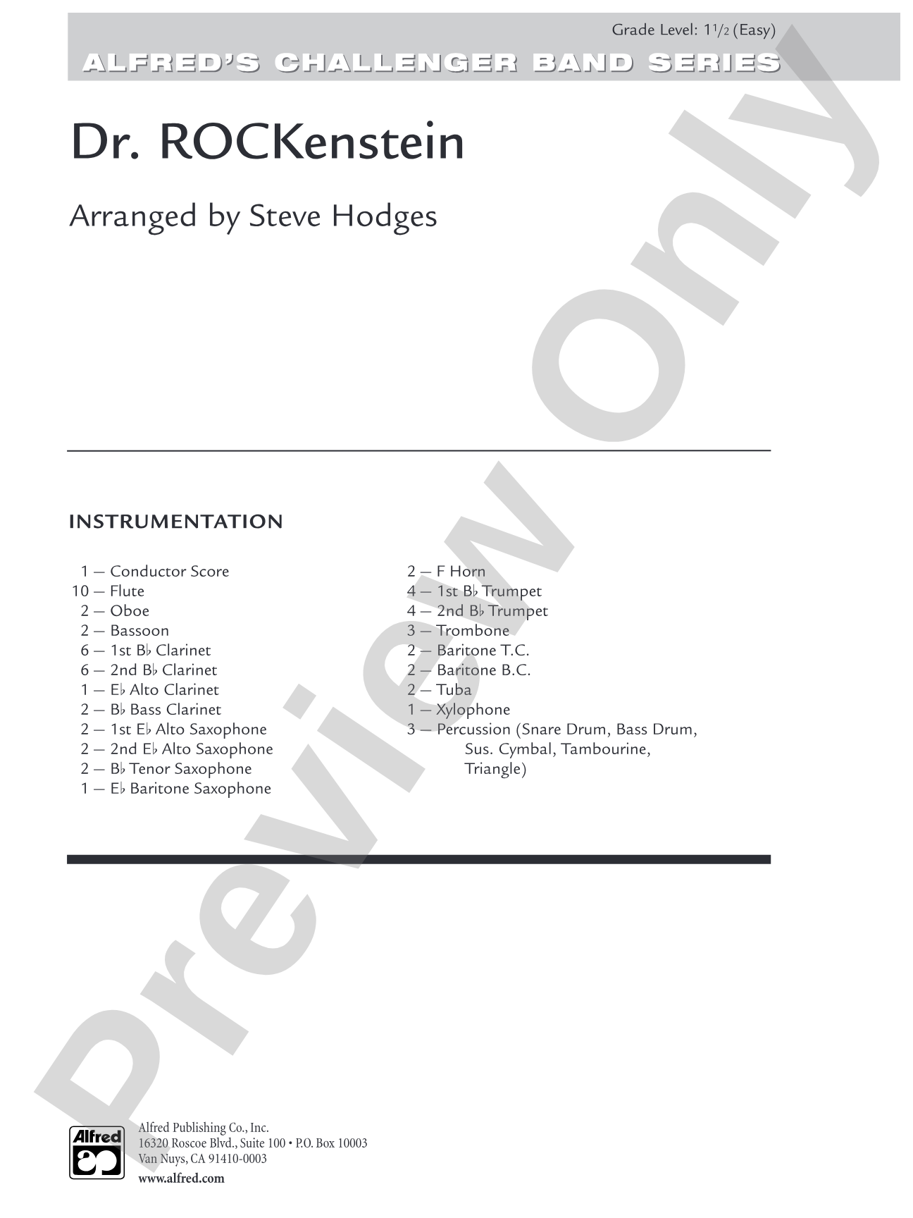 Dr. Rockenstein: Concert Band Conductor Score & Parts