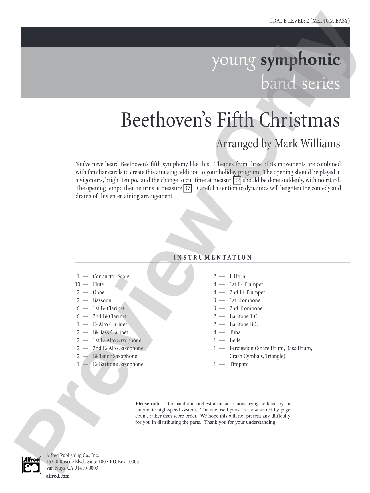 Beethoven's Fifth Christmas: Concert Band Conductor Score & Parts