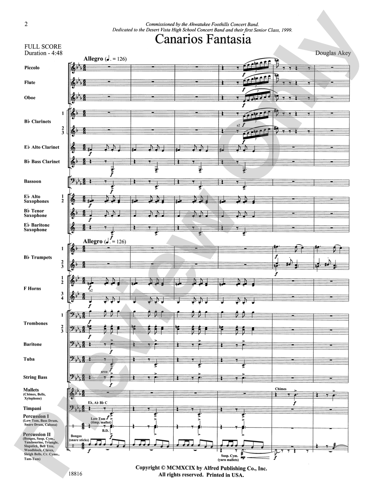 Canarios Fantasia: Concert Band Conductor Score & Parts