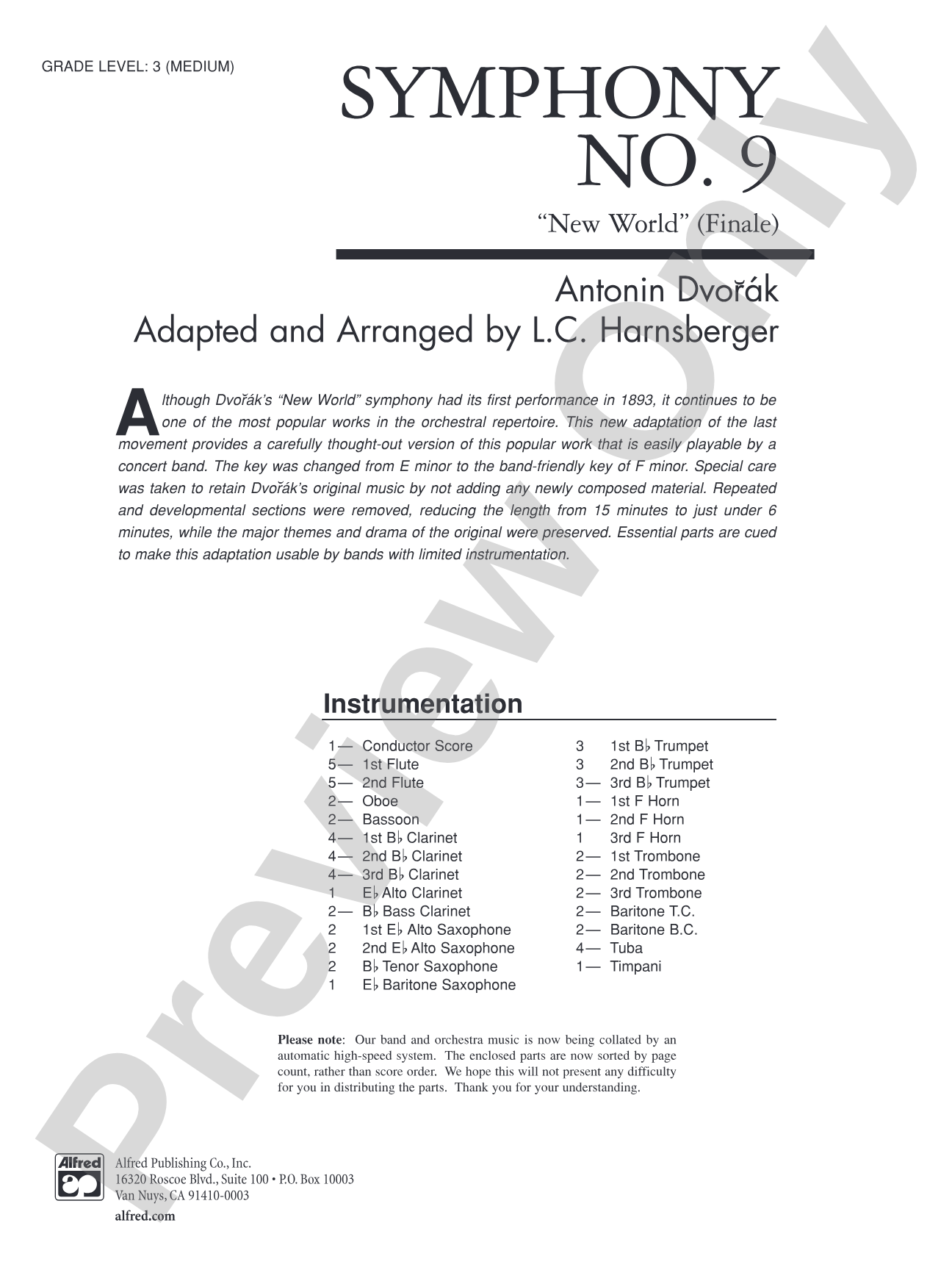 Symphony No. 9 "New World", Finale: Score