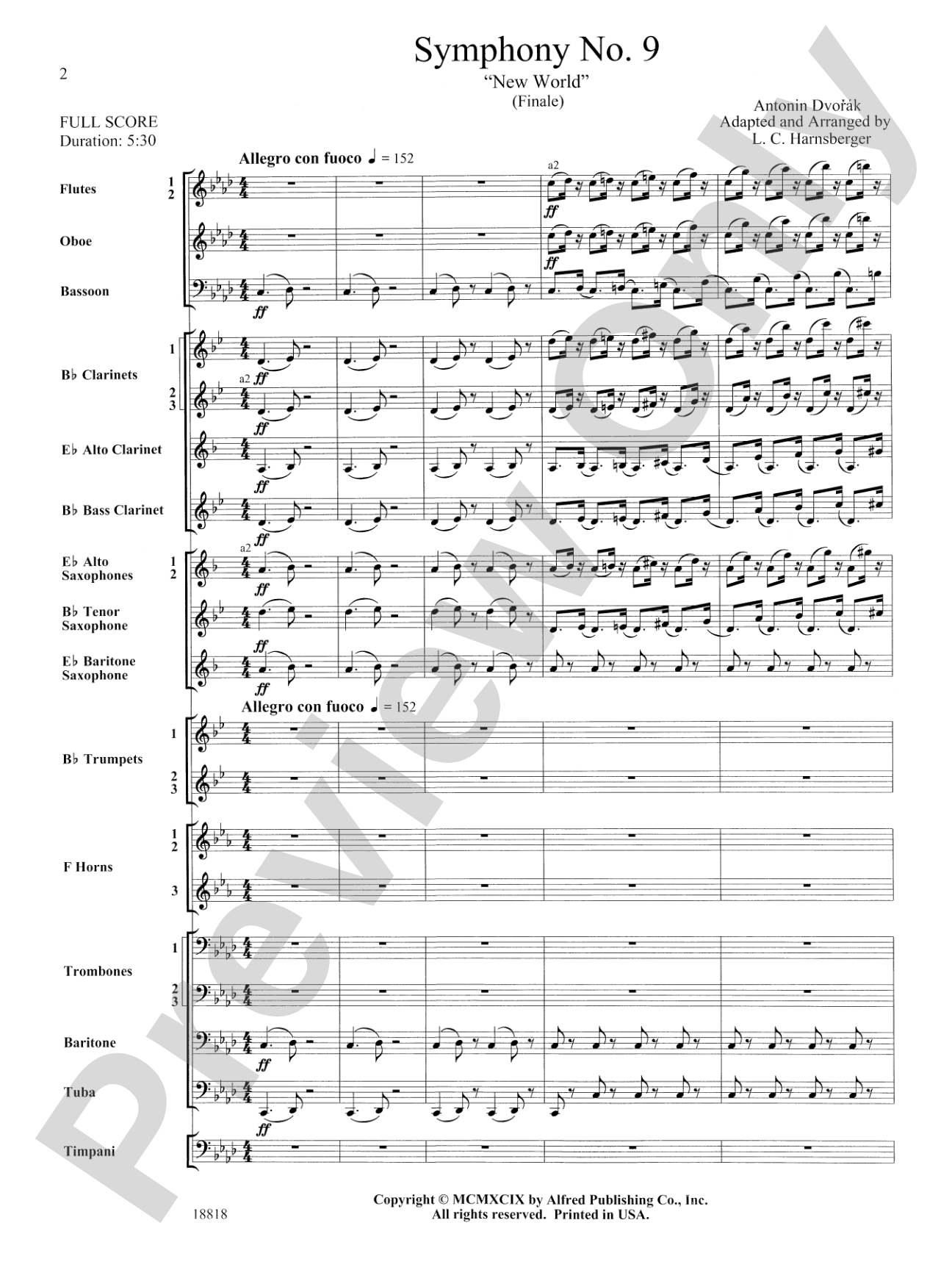 Symphony No. 9 "New World", Finale: Score