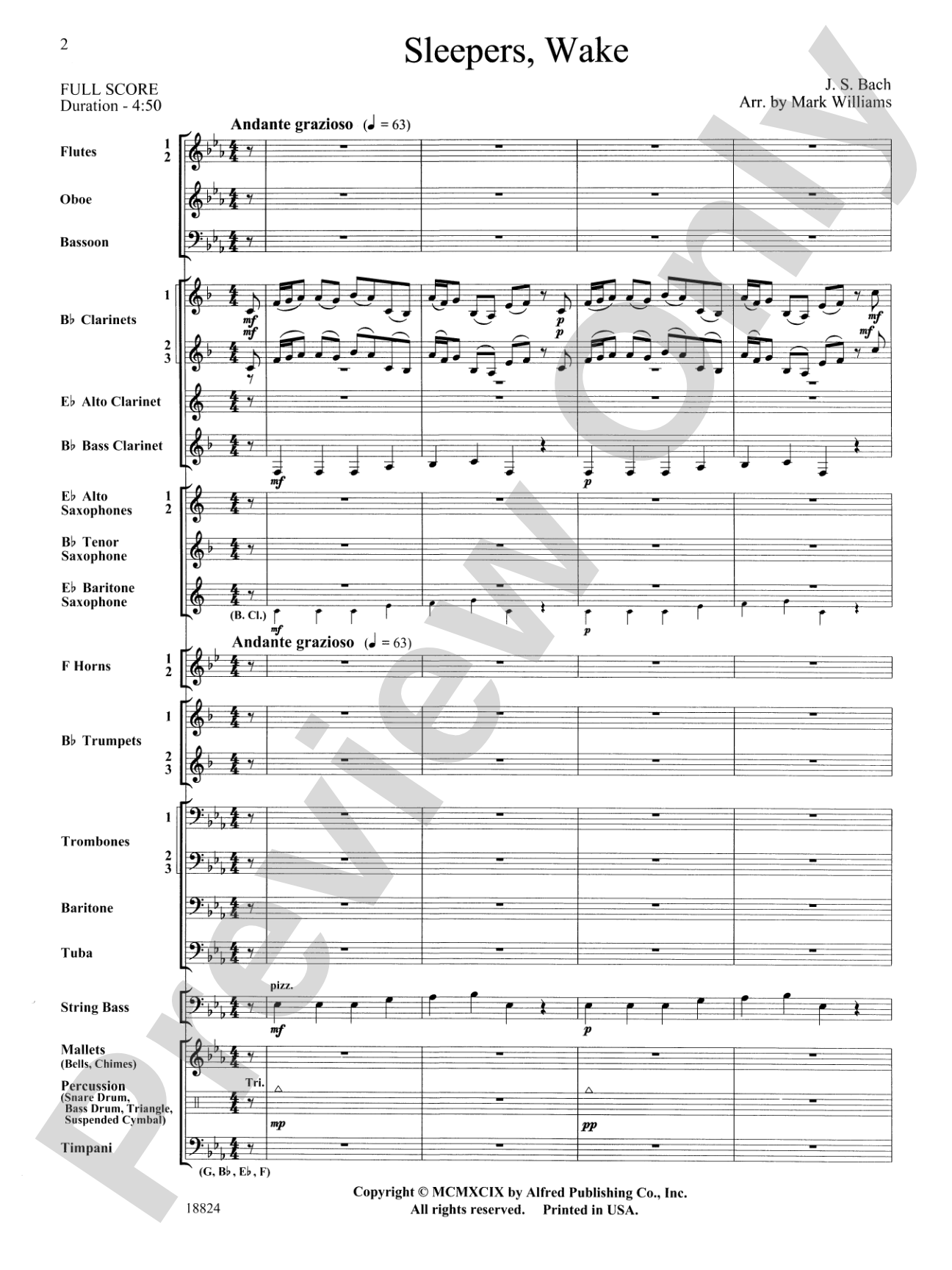Sleepers Wake: Concert Band Conductor Score & Parts