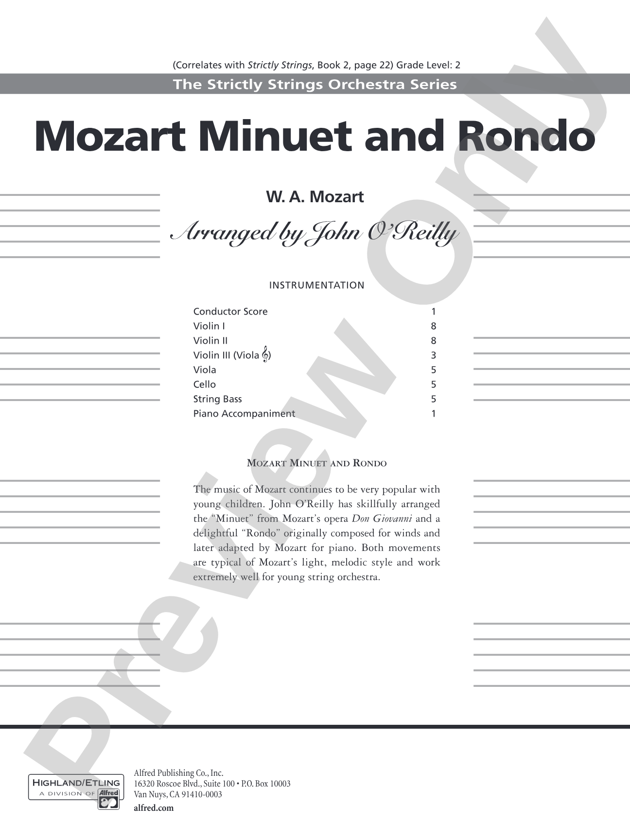 Mozart Minuet & Rondo: String Orchestra Conductor Score & Parts