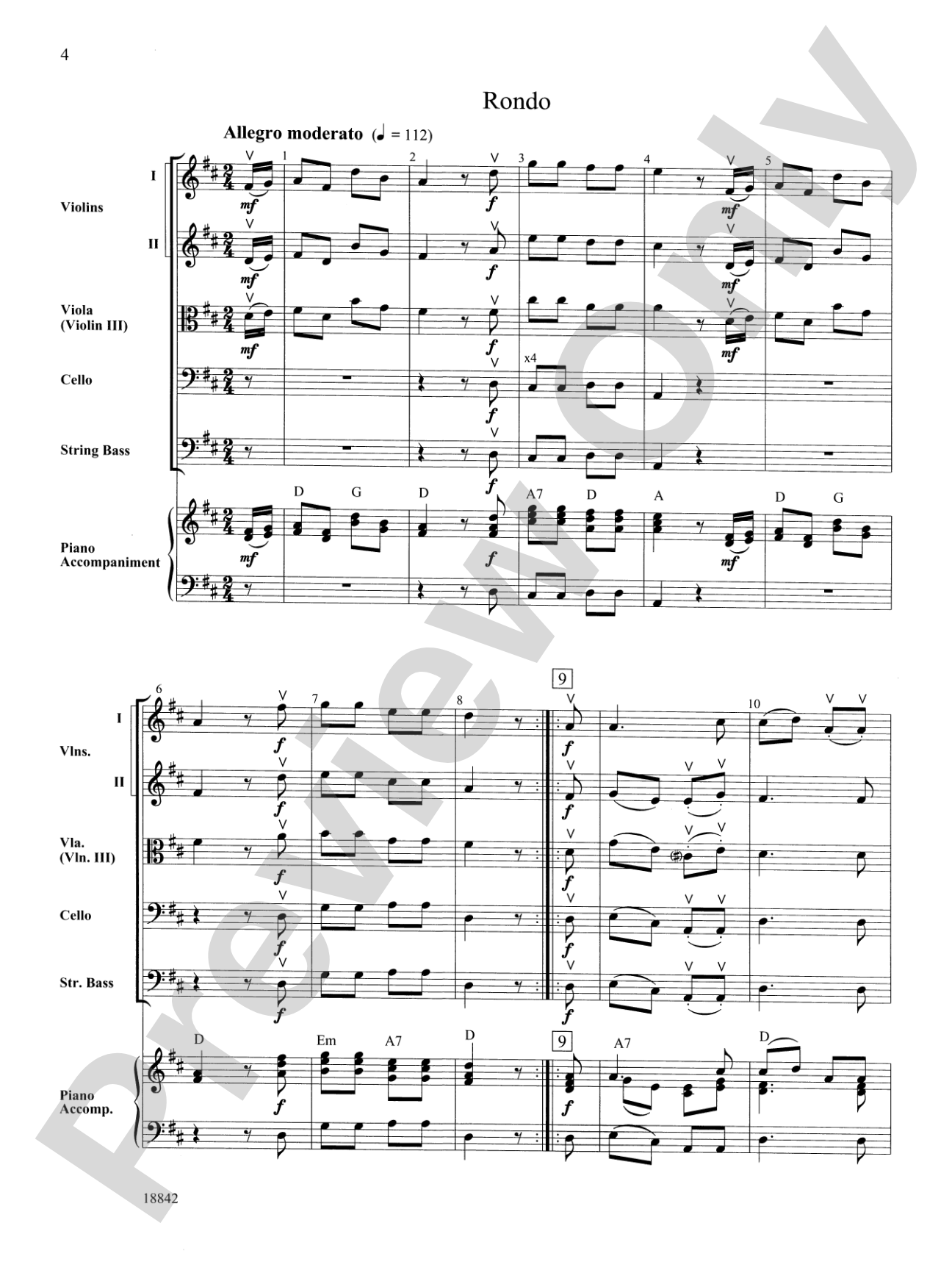 Mozart Minuet & Rondo: String Orchestra Conductor Score & Parts