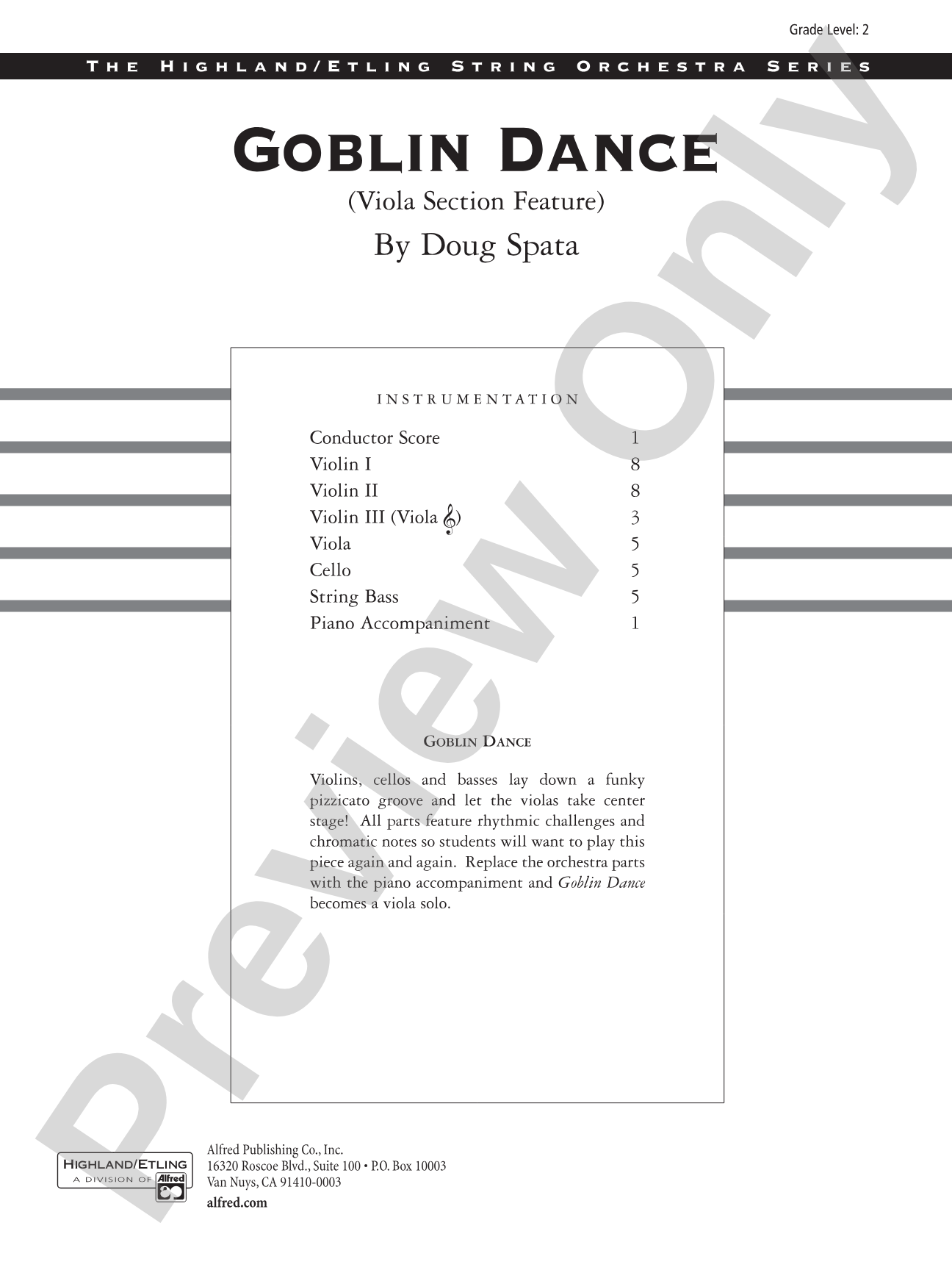 Goblin Dance: String Orchestra Conductor Score & Parts