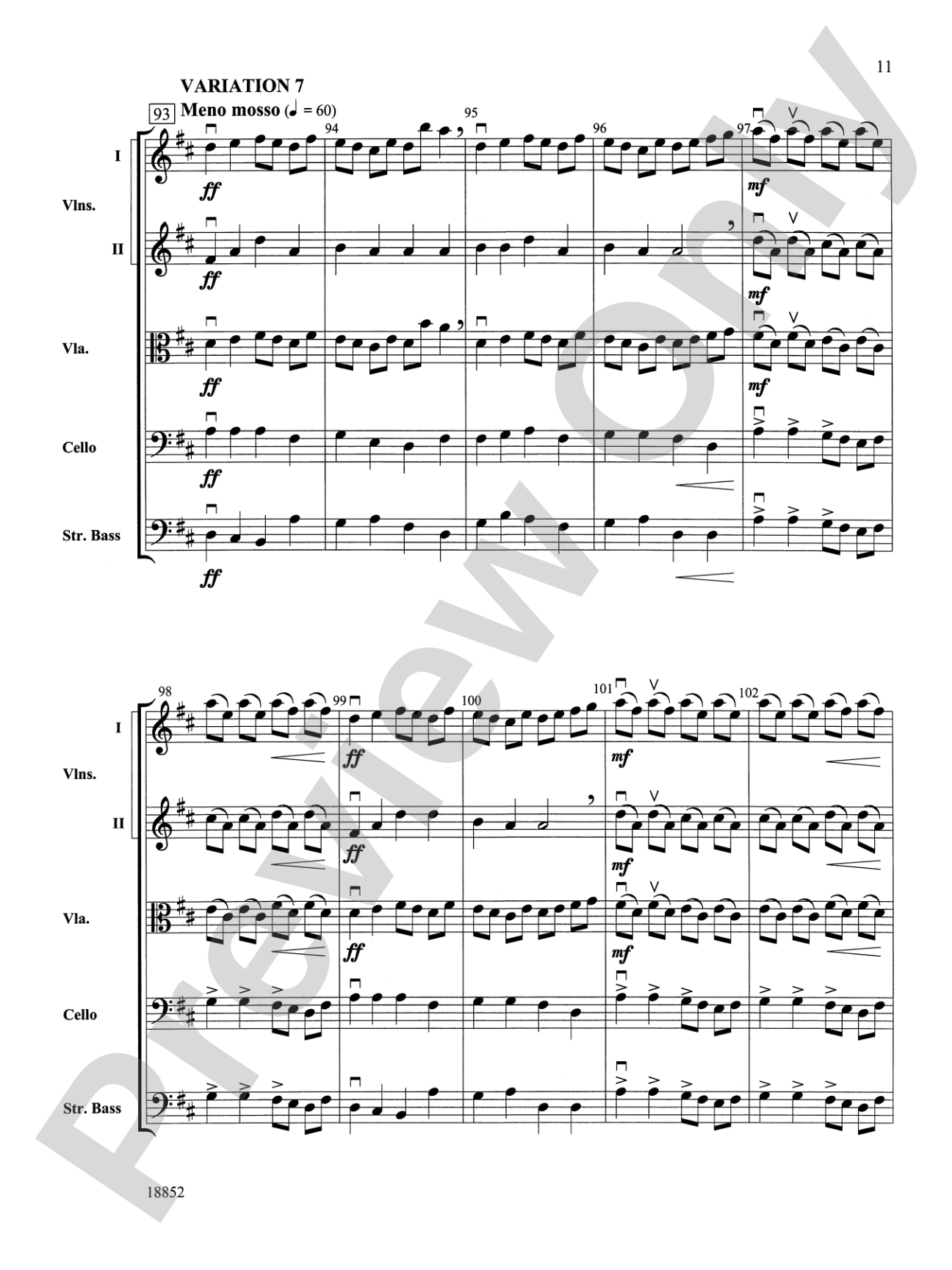Hickory Variations: String Orchestra Conductor Score & Parts