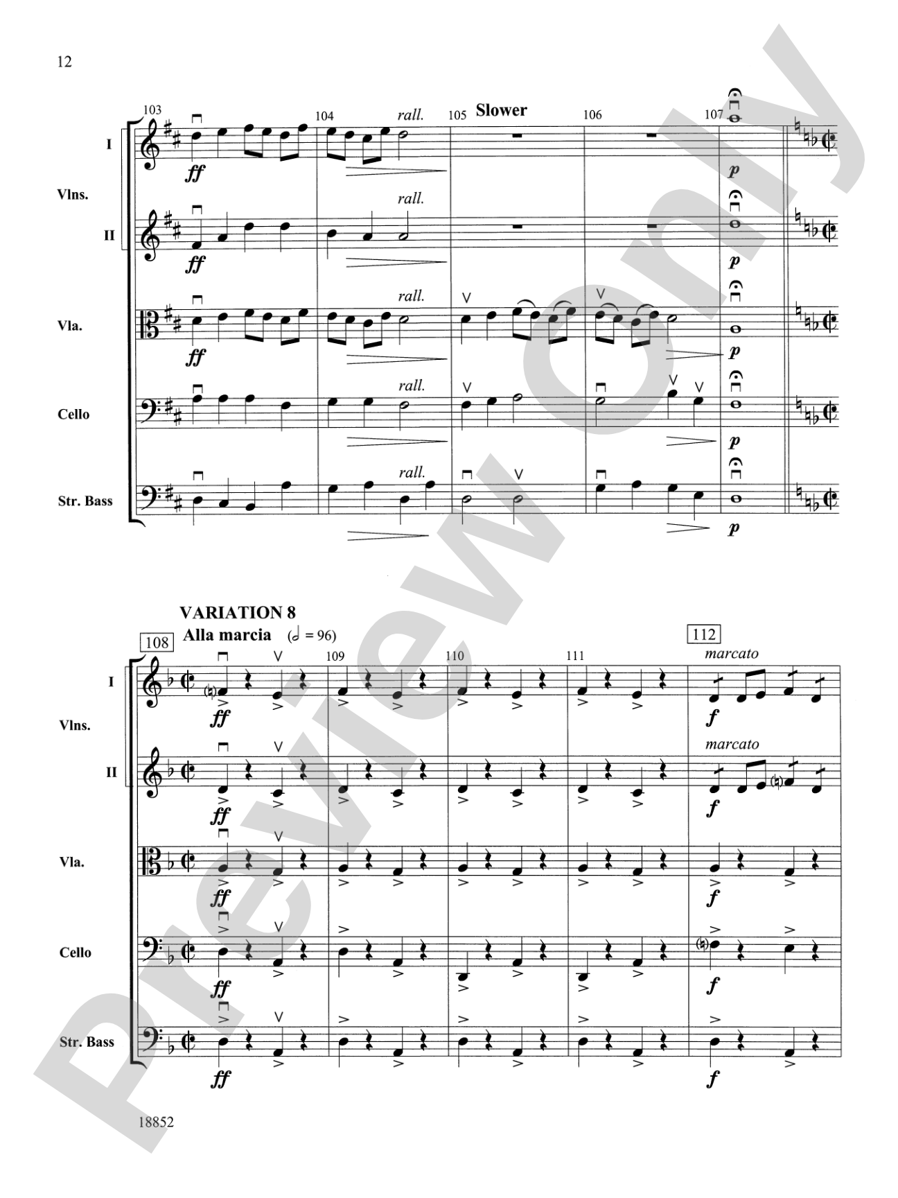 Hickory Variations: String Orchestra Conductor Score & Parts