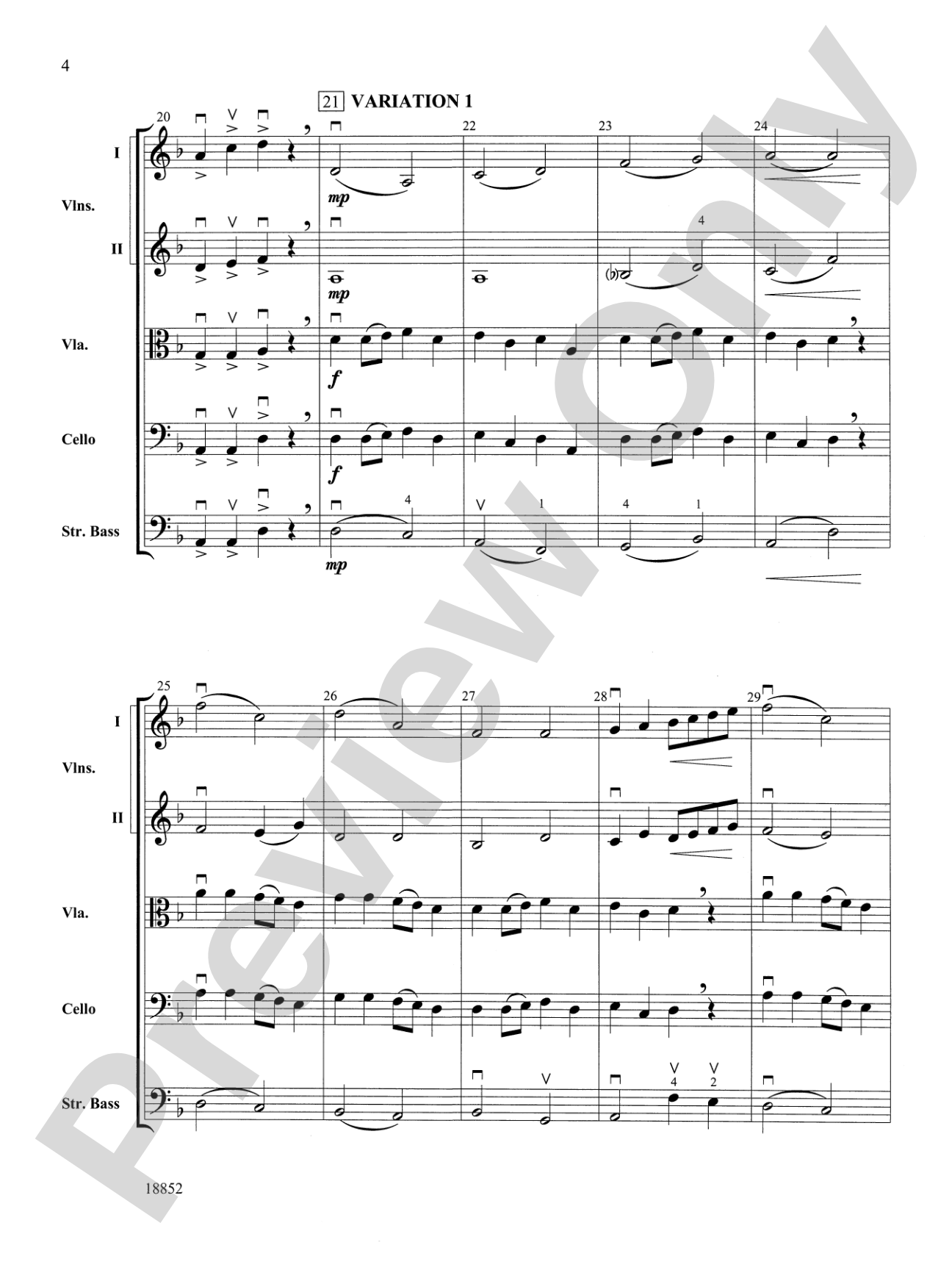 Hickory Variations: String Orchestra Conductor Score & Parts