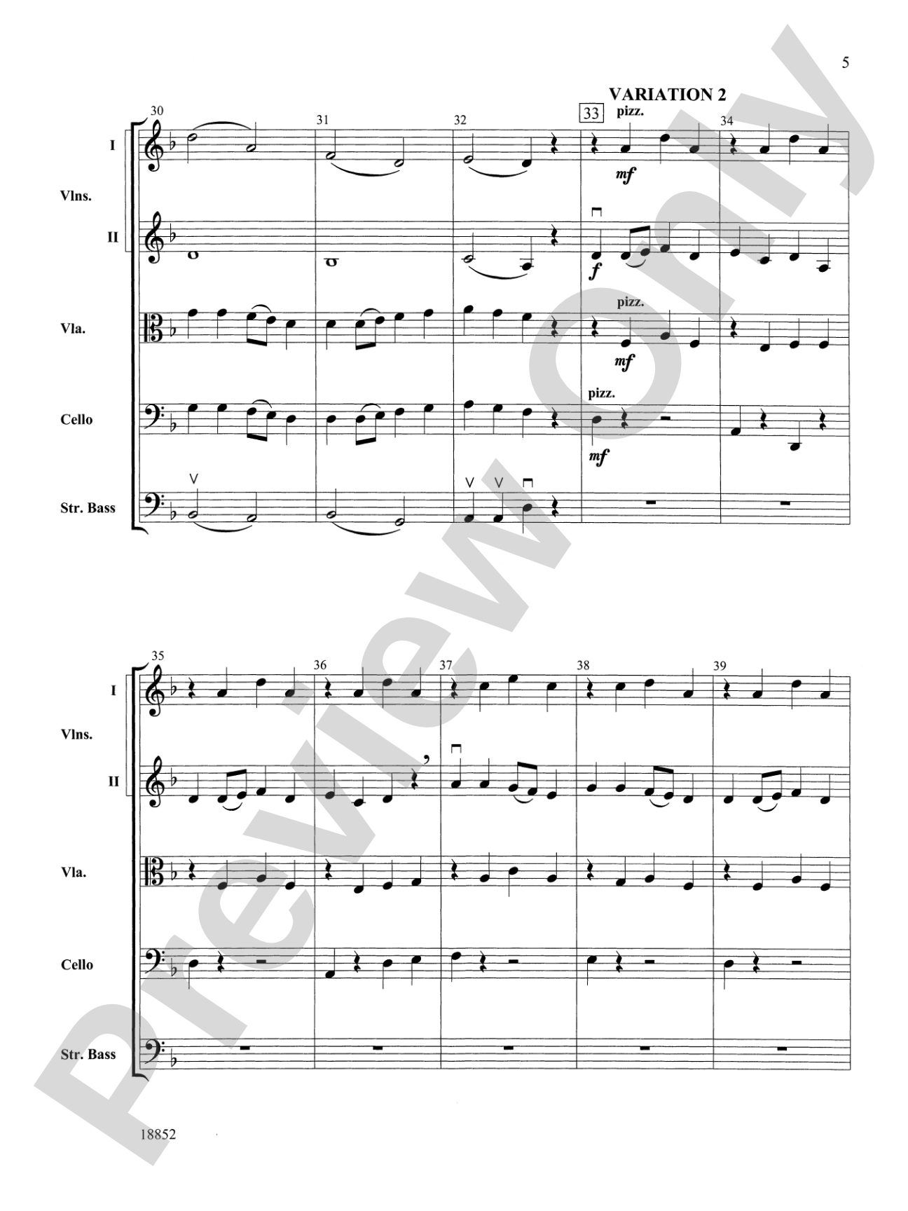 Hickory Variations: String Orchestra Conductor Score & Parts