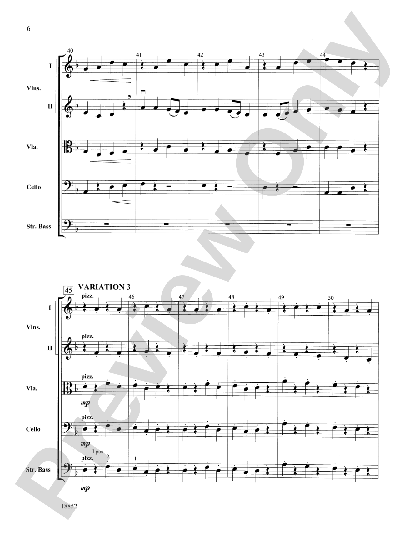 Hickory Variations: String Orchestra Conductor Score & Parts