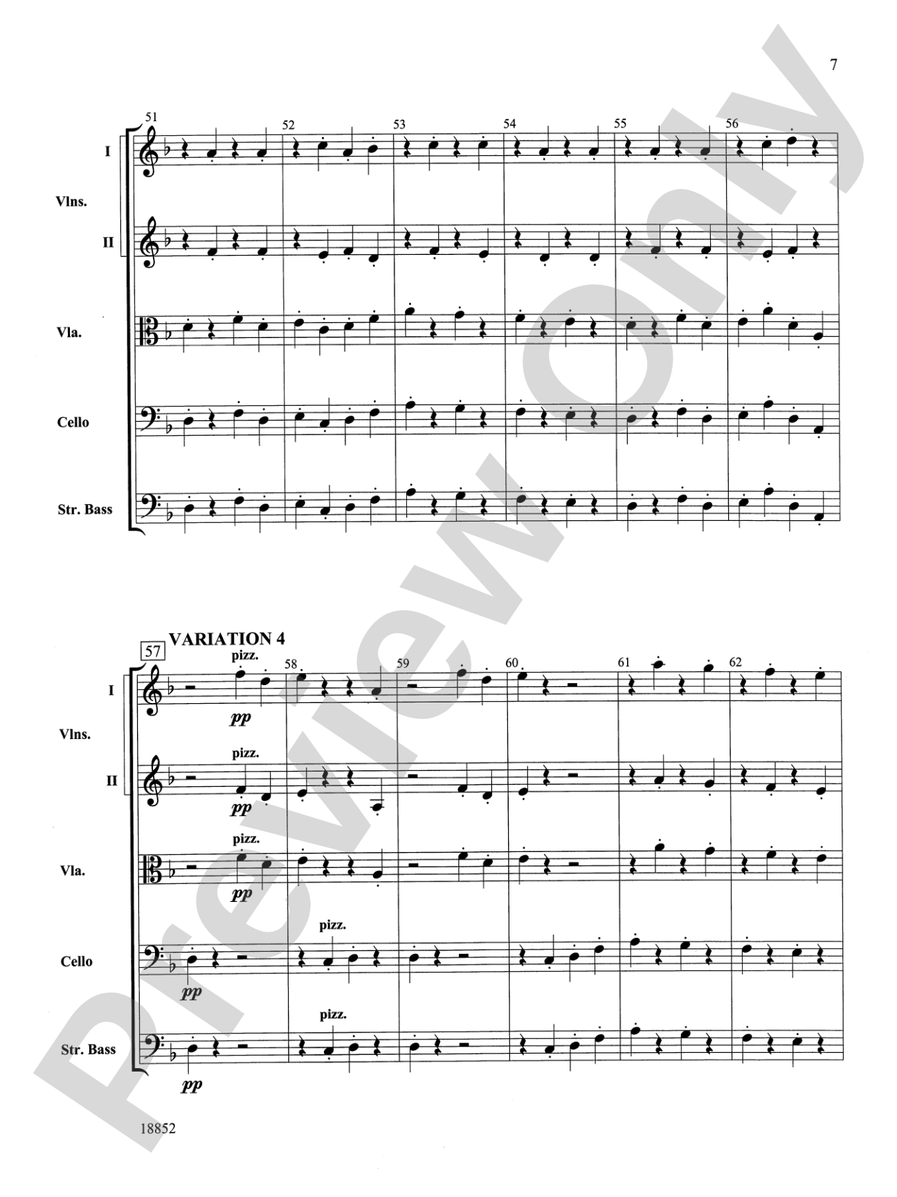 Hickory Variations: String Orchestra Conductor Score & Parts