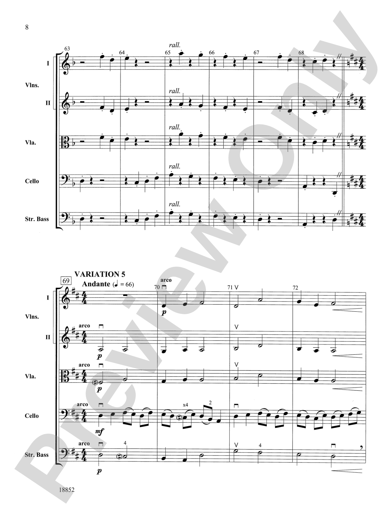 Hickory Variations: String Orchestra Conductor Score & Parts