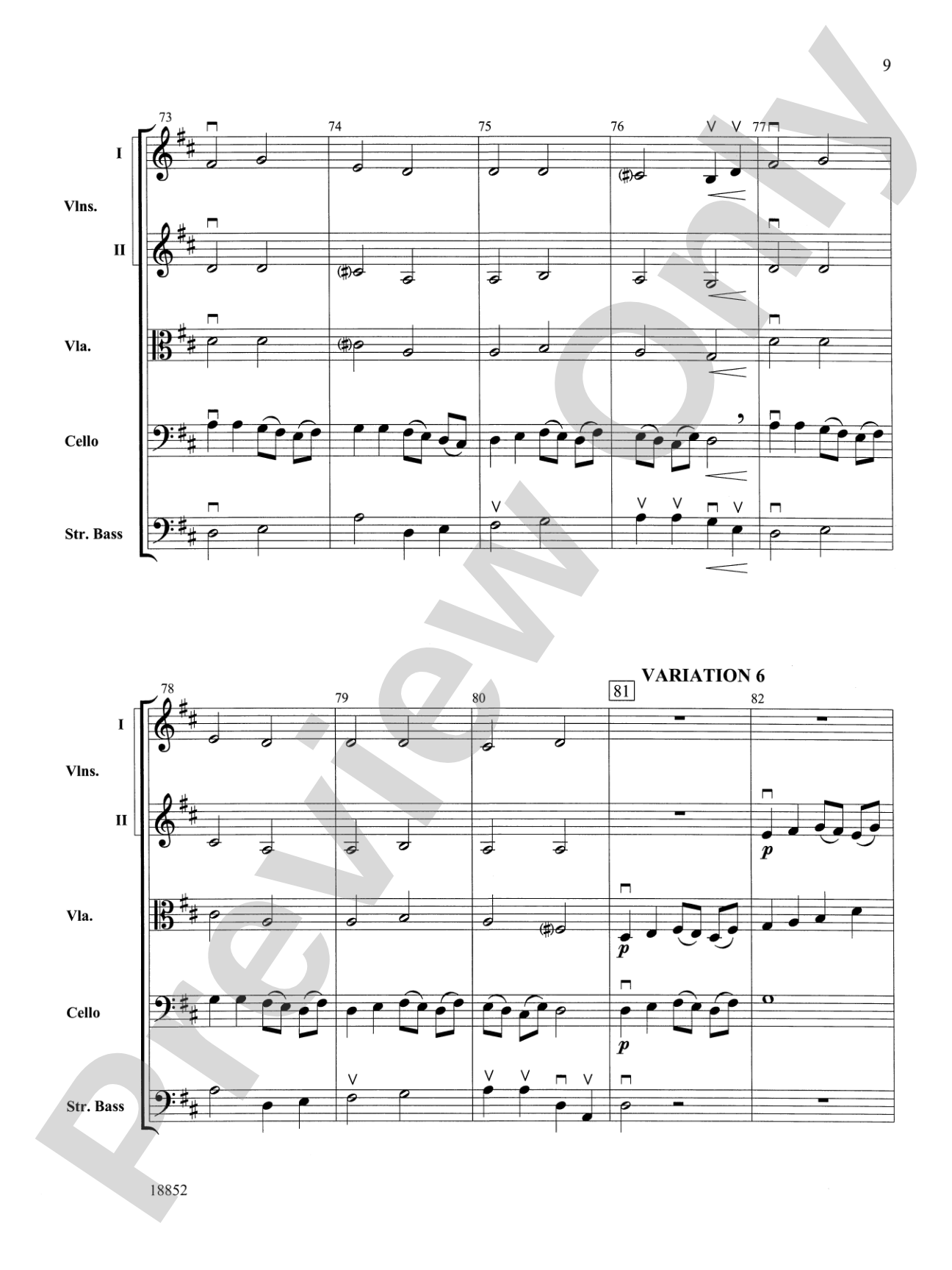 Hickory Variations: String Orchestra Conductor Score & Parts