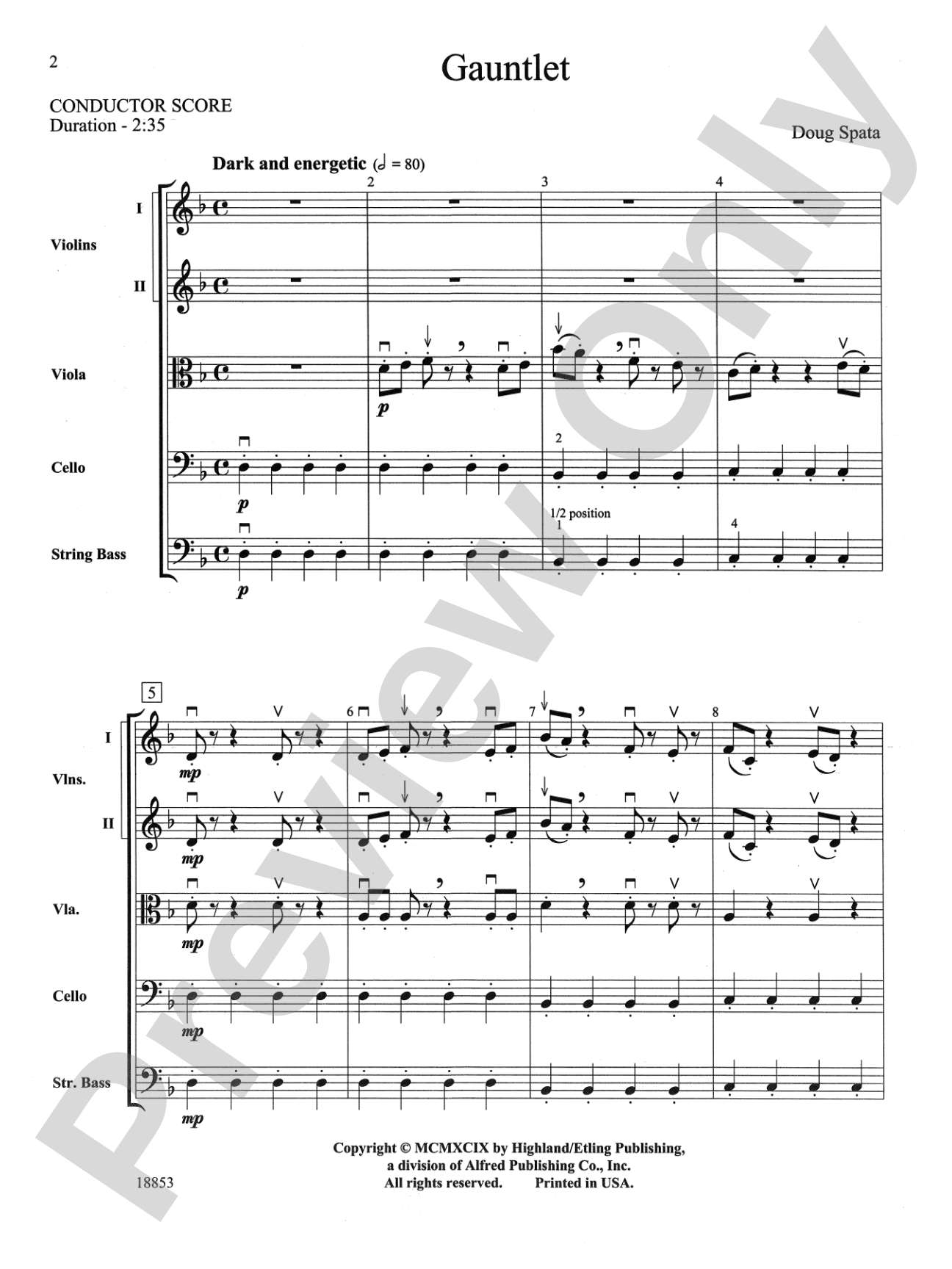 Gauntlet: String Orchestra Conductor Score & Parts