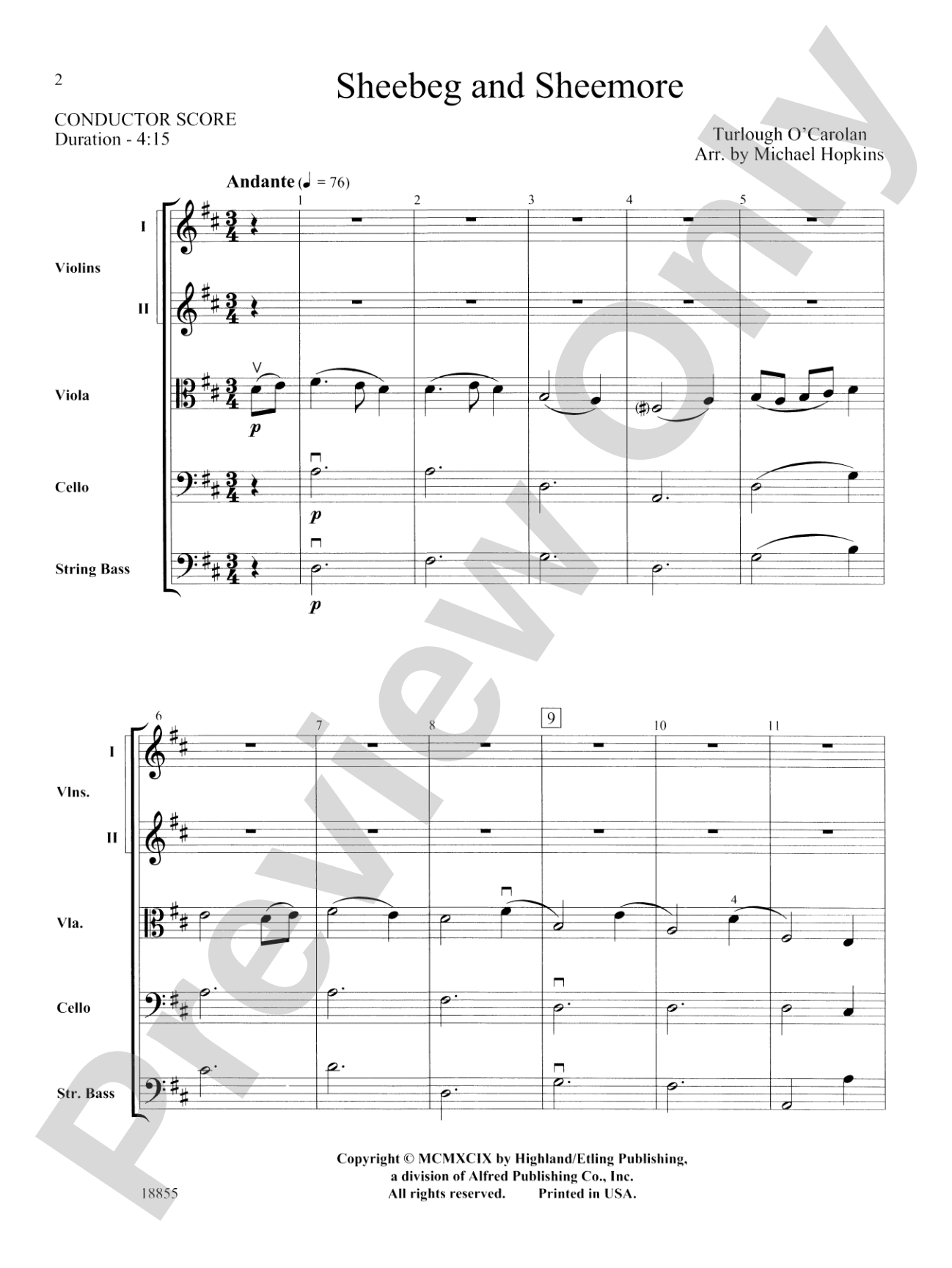Sheebeg and Sheemore: String Orchestra Conductor Score & Parts