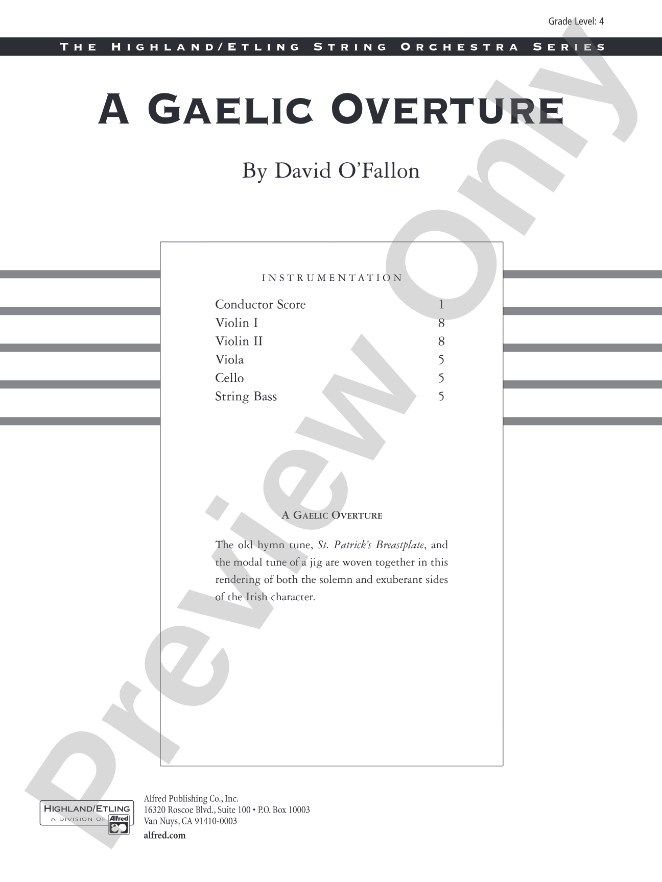 A Gaelic Overture: String Orchestra Conductor Score & Parts