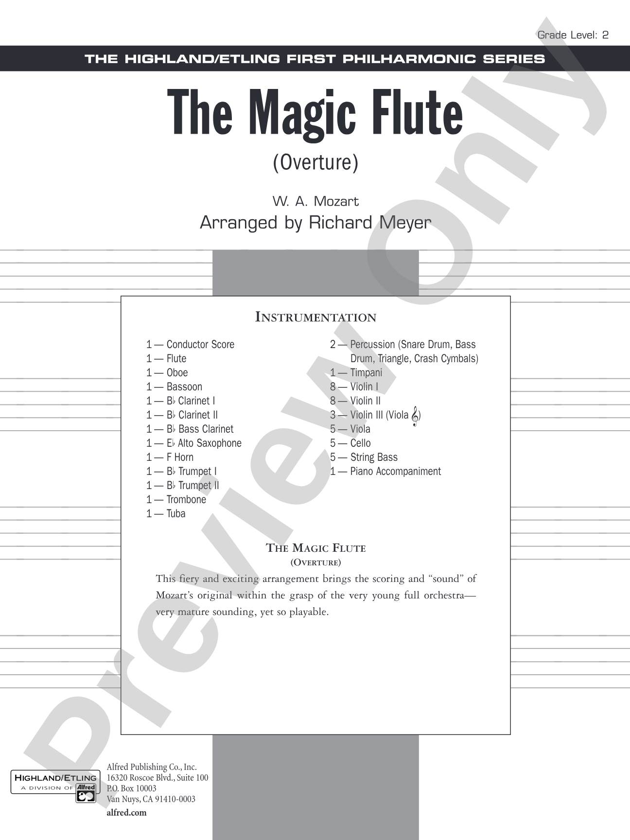 The Magic Flute (Overture): Full Orchestra Conductor Score & Parts