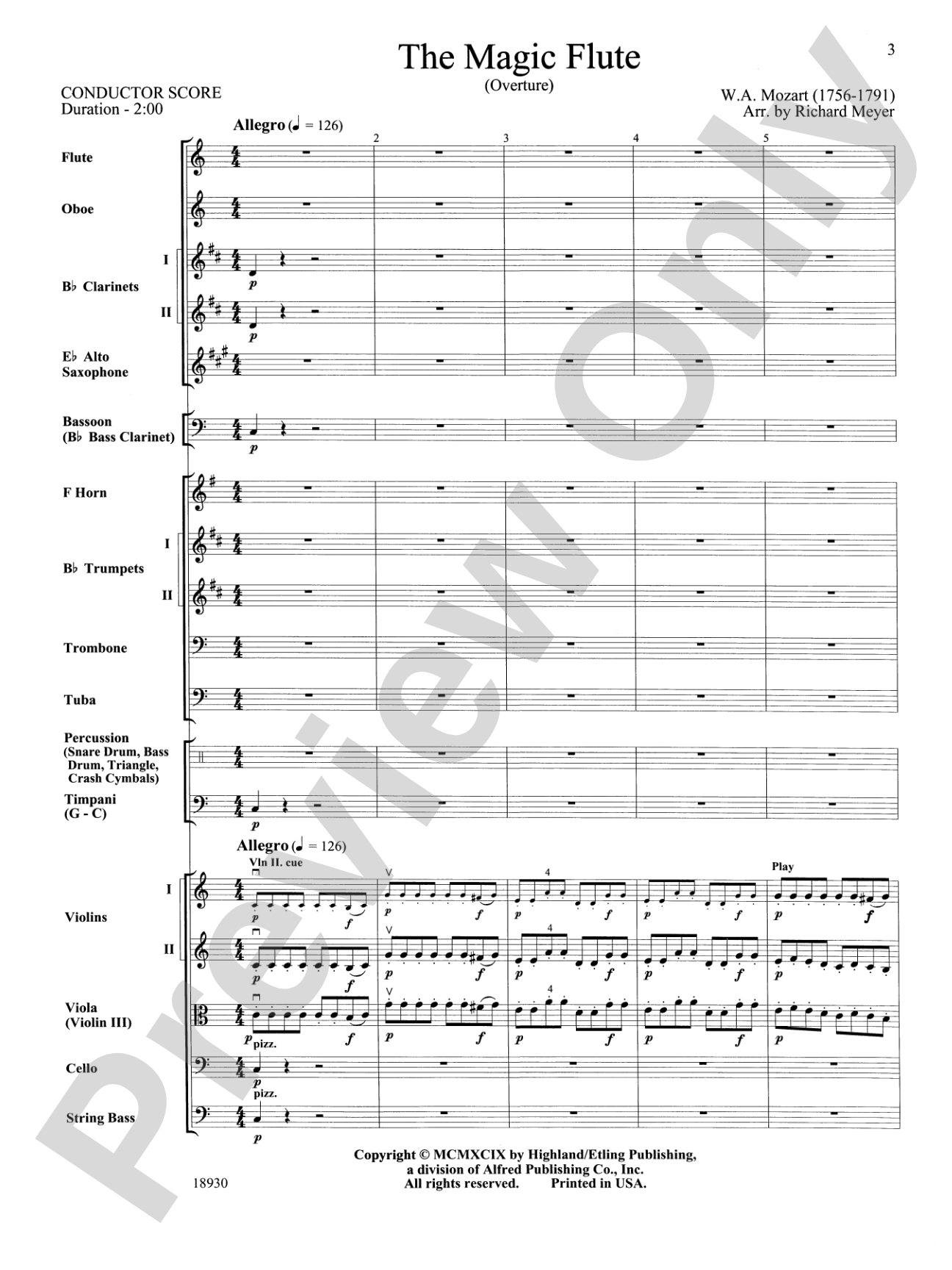 The Magic Flute (Overture): Full Orchestra Conductor Score & Parts