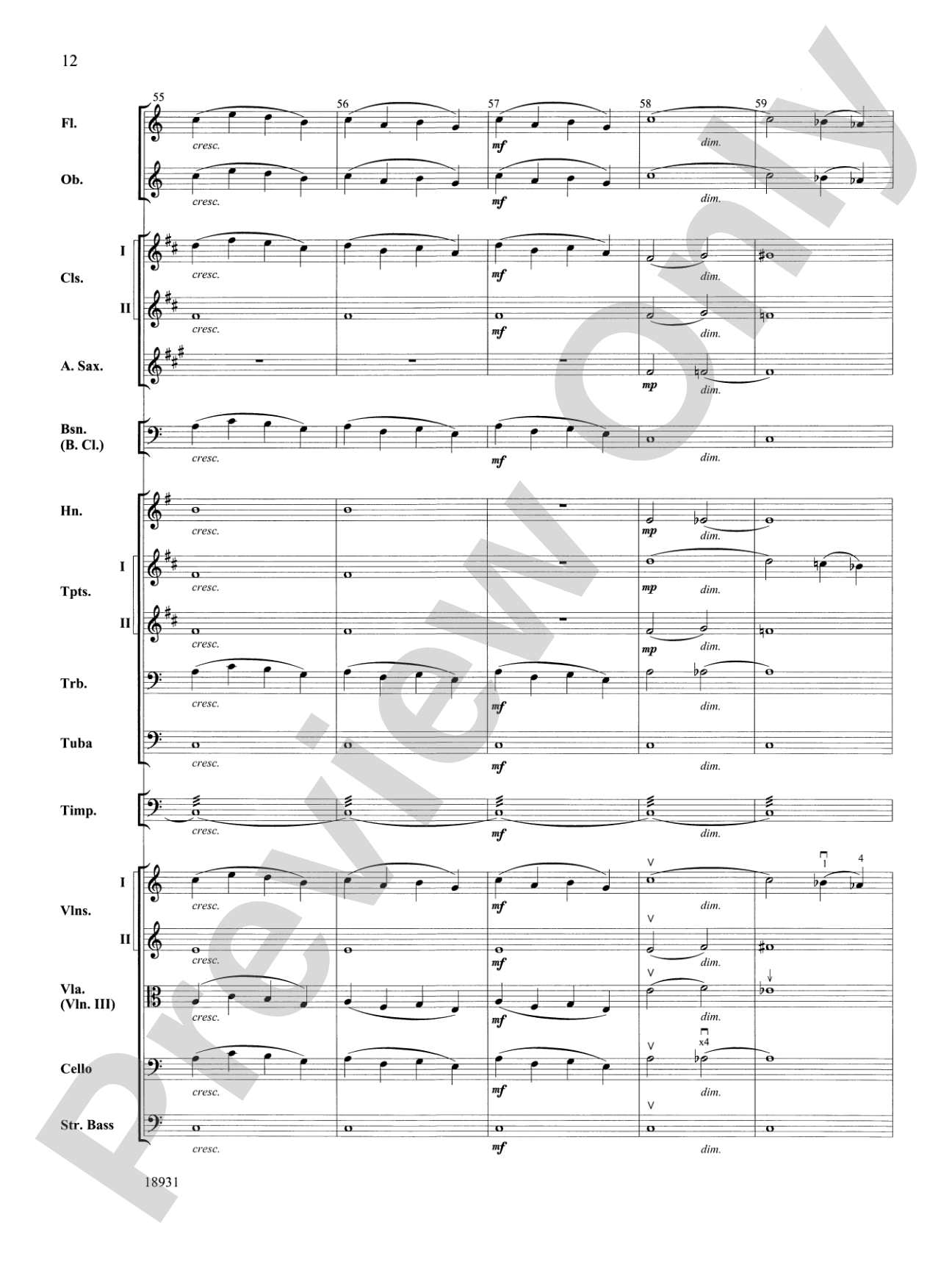 Largo from Symphony No. 9, "New World": Full Orchestra Conductor Score & Parts