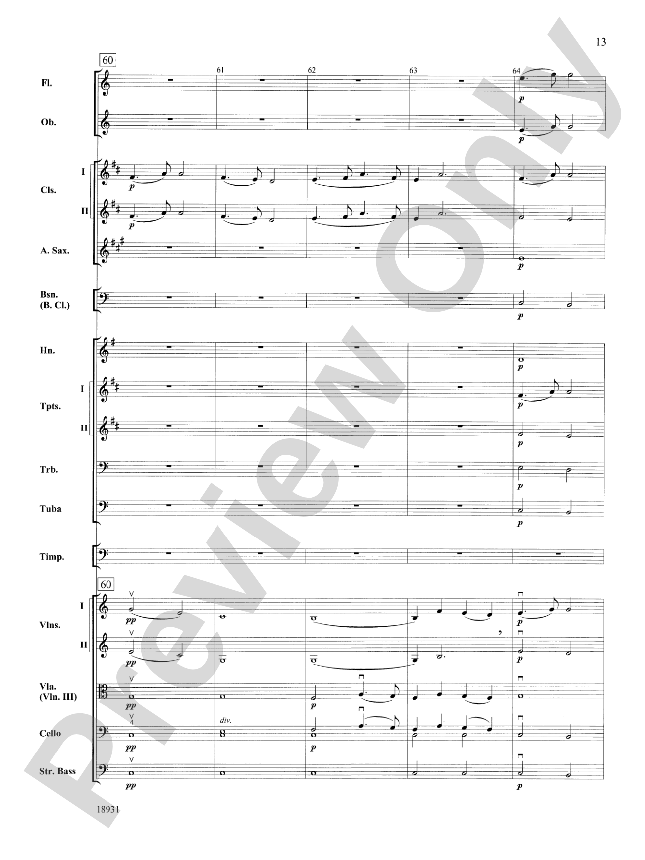 Largo from Symphony No. 9, "New World": Full Orchestra Conductor Score & Parts