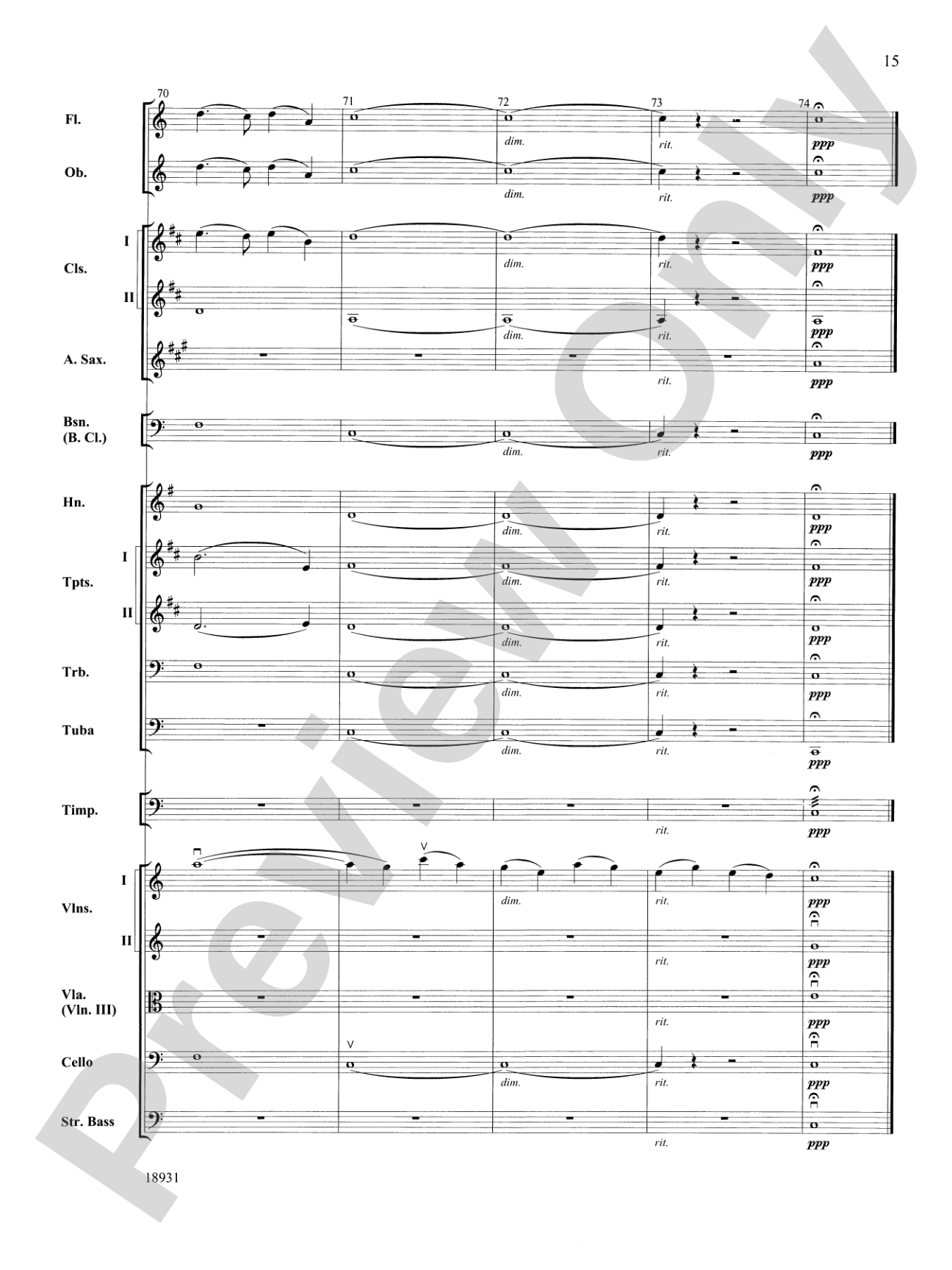 Largo from Symphony No. 9, "New World": Full Orchestra Conductor Score & Parts