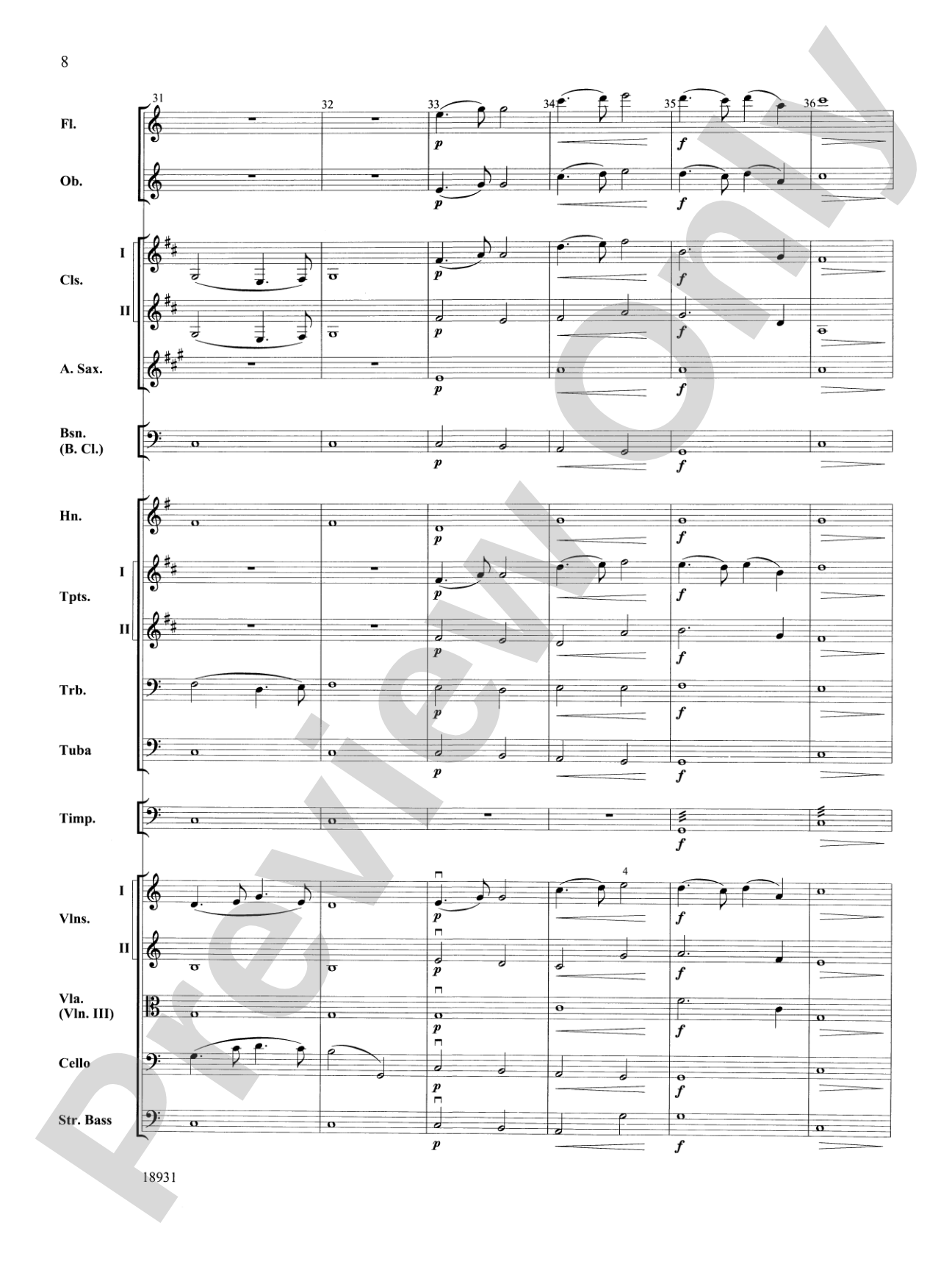 Largo from Symphony No. 9, "New World": Full Orchestra Conductor Score & Parts