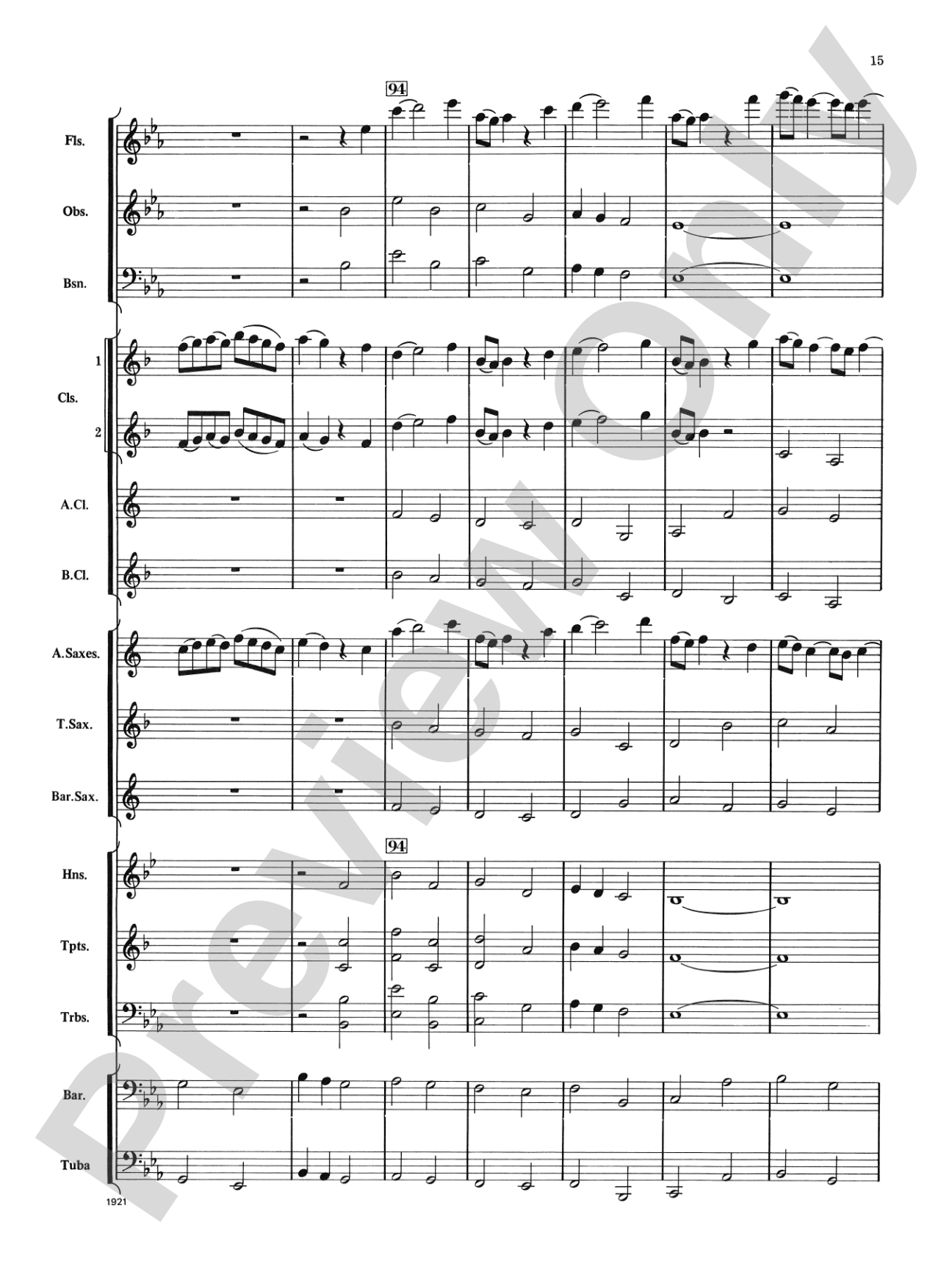 Chorale Prelude in E-Flat: Concert Band Conductor Score & Parts