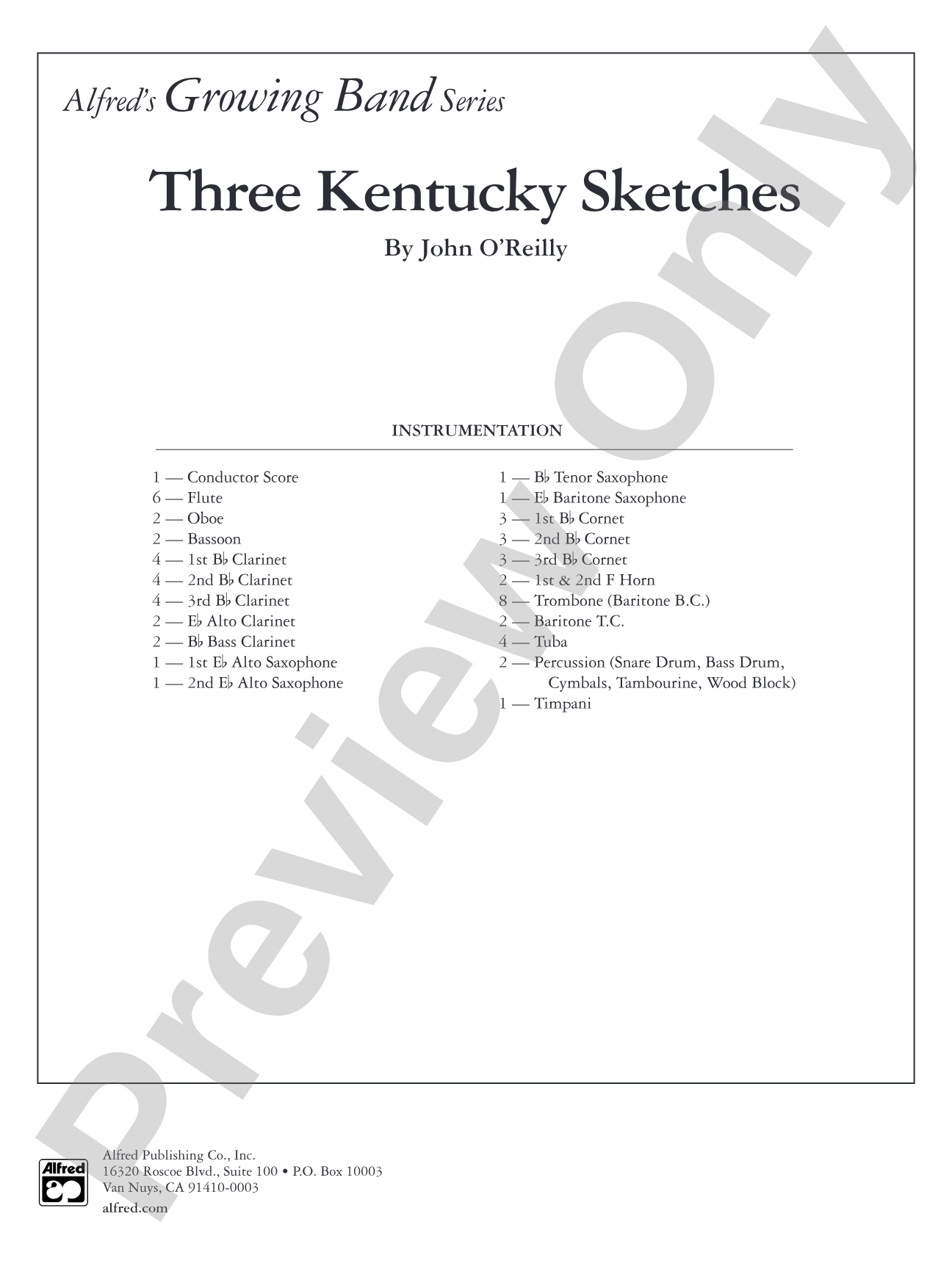 Three Kentucky Sketches: Concert Band Conductor Score & Parts